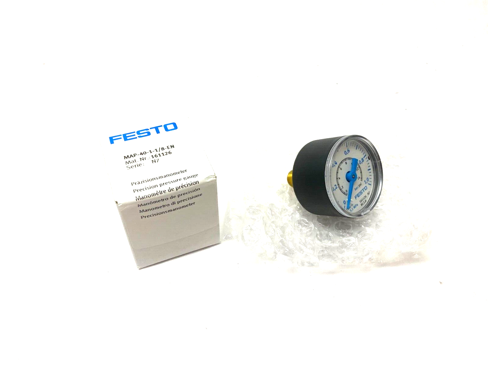 Festo MAP-40-1-1/8-EN Precision Pressure Gauge 1/8" NPT Back Connection 161126 - Maverick Industrial Sales