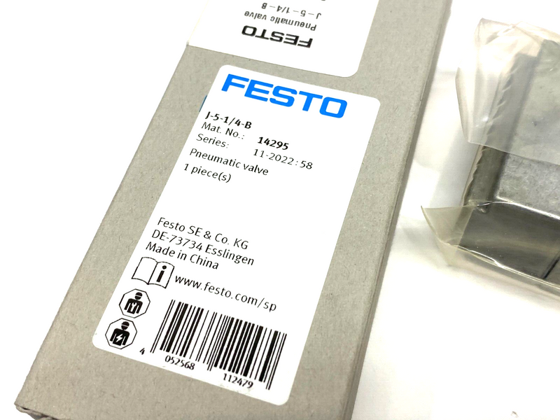 Festo J-5-1/4-B Pneumatic Valve 5/2 Double Solenoid 1/4" Ports 14295 - Maverick Industrial Sales