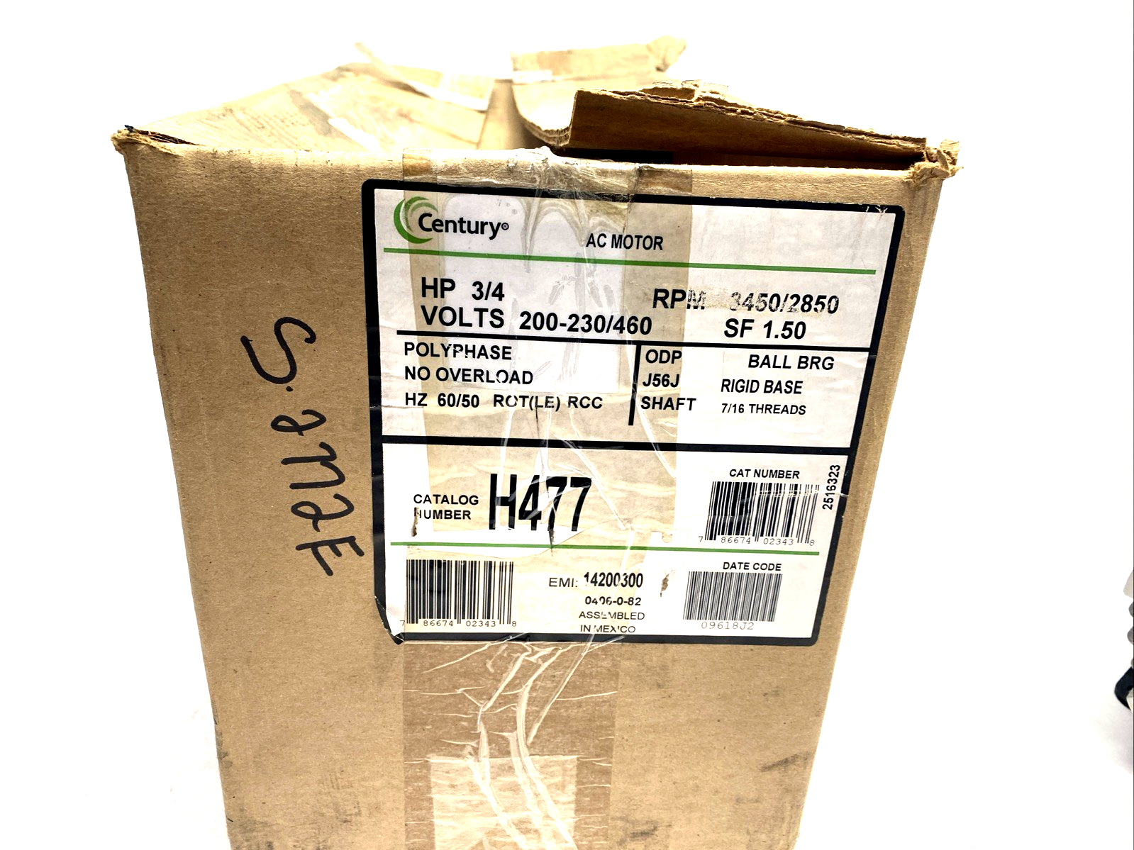 H477 | Century Motor 3PH 3/4HP J56J 200-230/460V 7-142003-21 - New – Open box - Maverick Industrial Sales