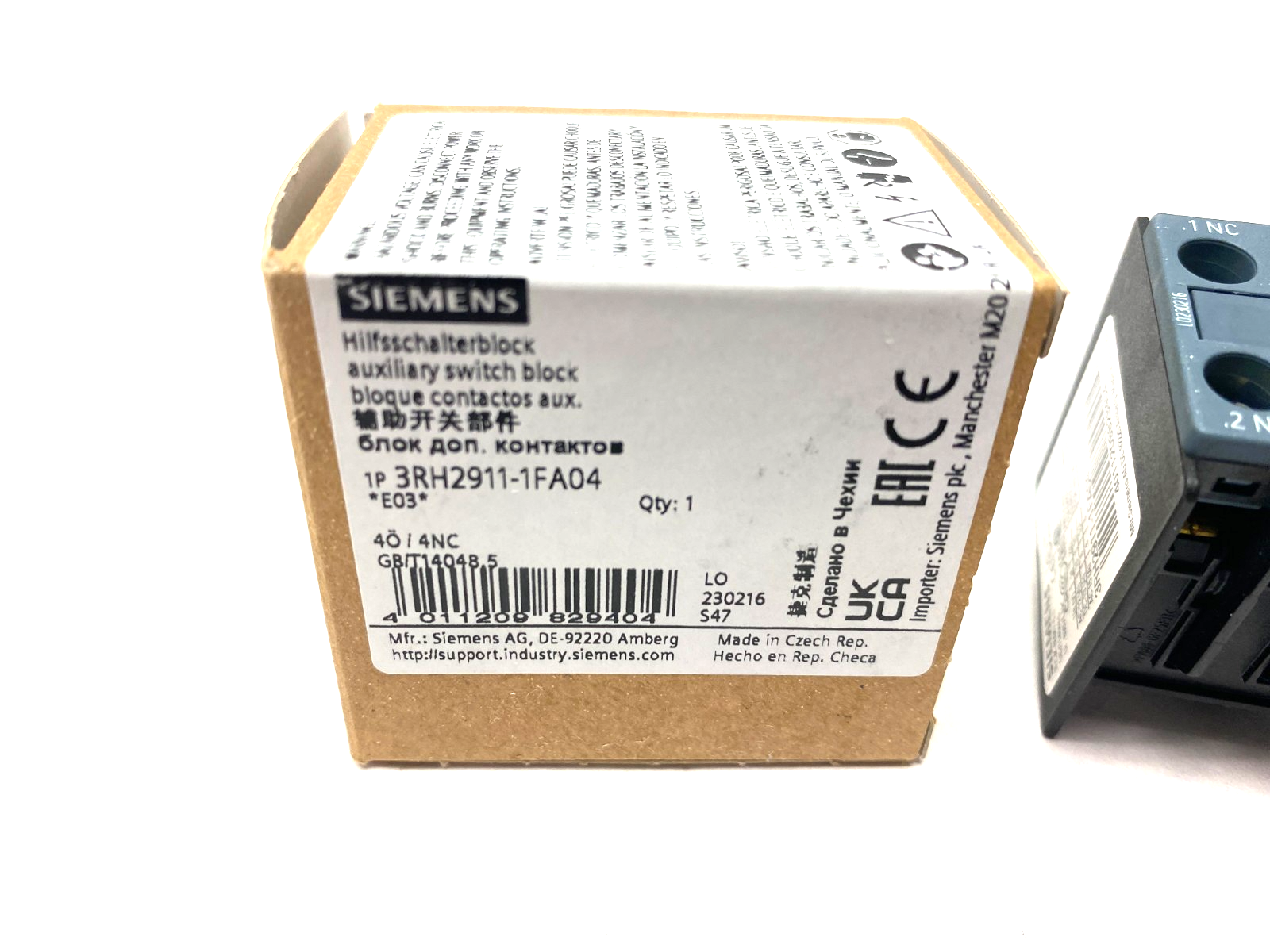 Siemens 3RH2911-1FA04 Auxiliary Contact Block - Maverick Industrial Sales