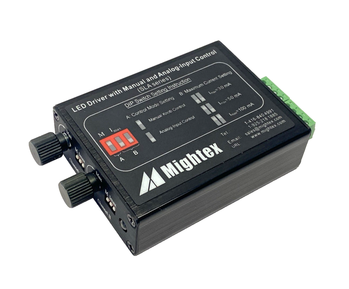 Mightex SLA-0100-2 SLA-Series 2-Ch Universal LED Driver, Manual & Analog Control - Maverick Industrial Sales