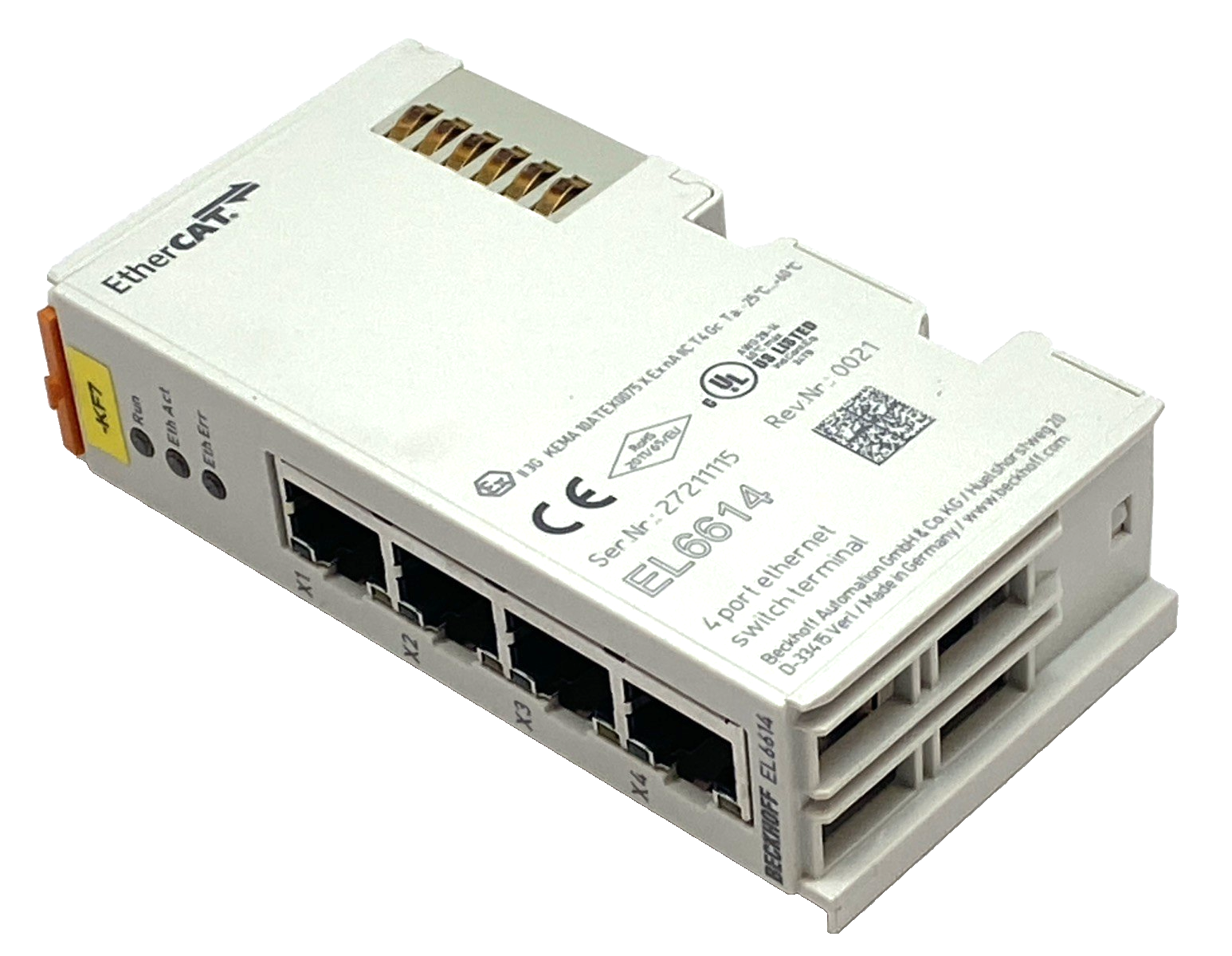 Beckhoff EL6614 EtherCAT 4-Port Ethernet Switch Communication Interface Terminal - Maverick Industrial Sales