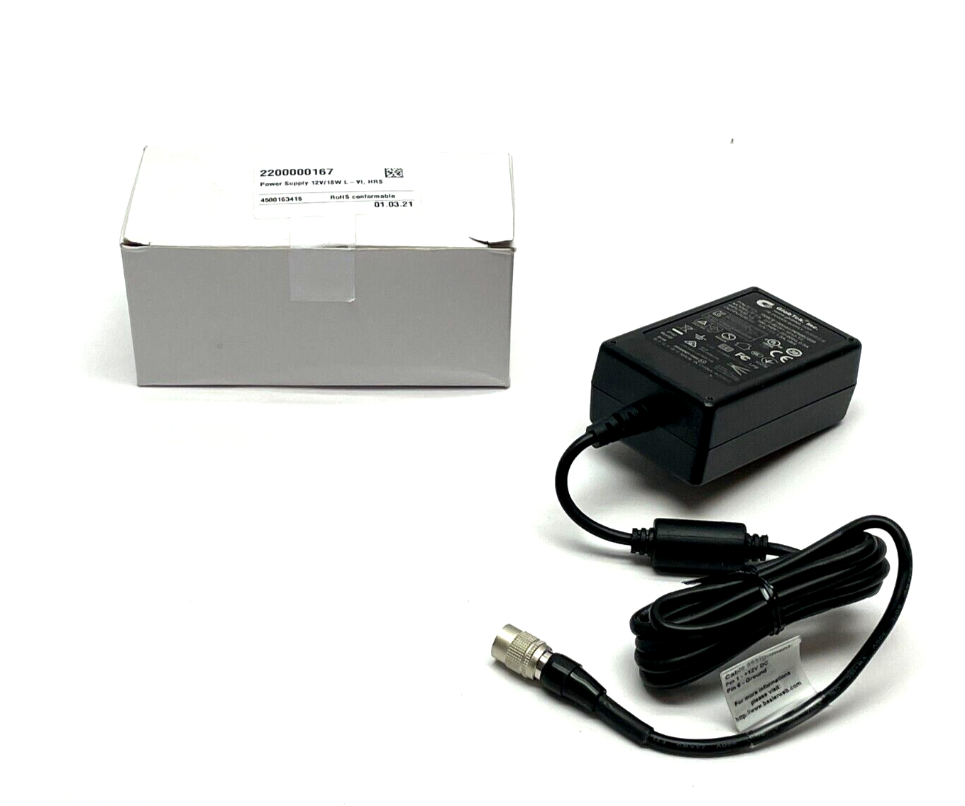 2200000167 | Basler Globtek Power Supply 12V 18W, Hirose 6-Pin - New Other - Maverick Industrial Sales