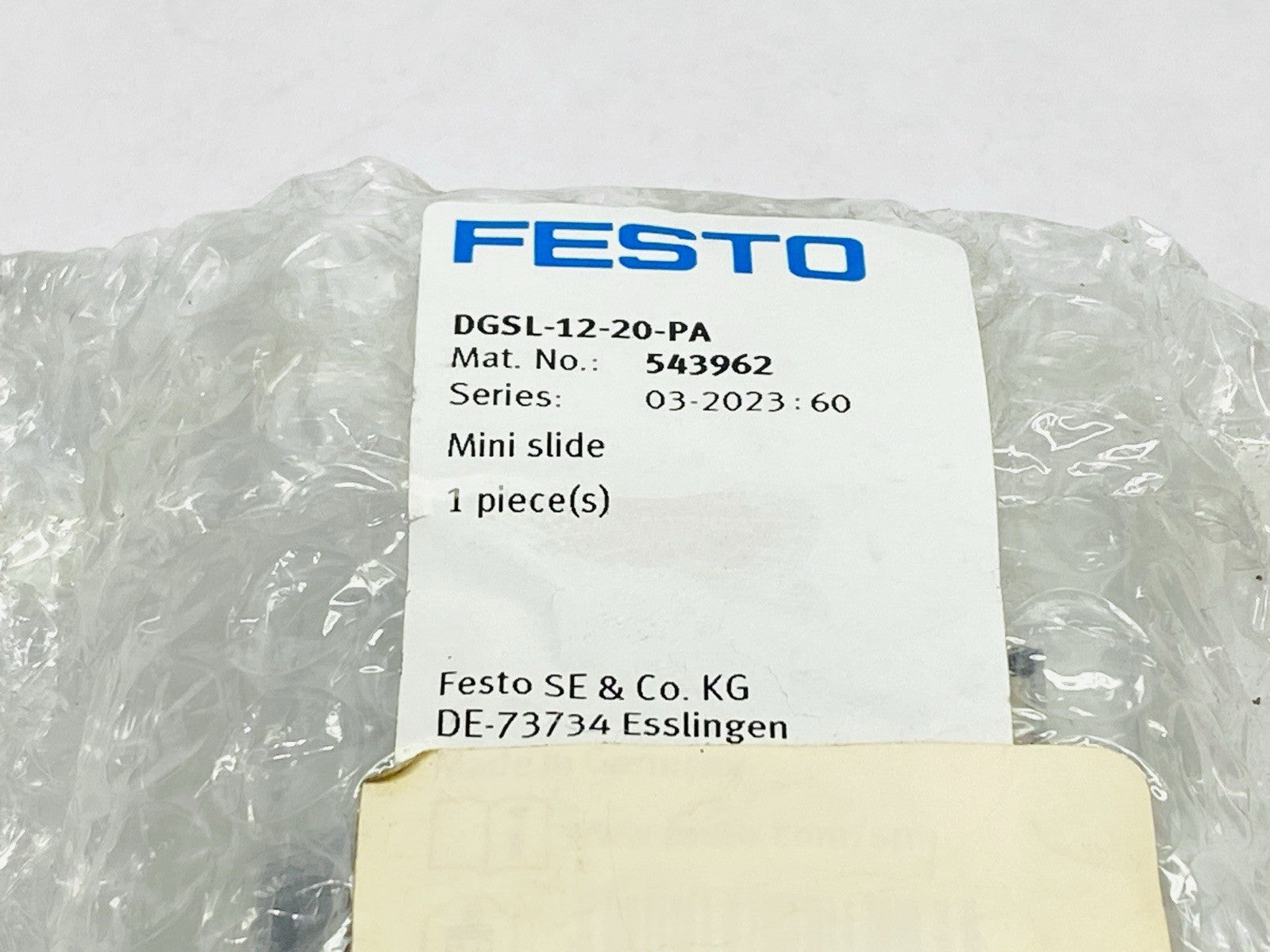 Festo DGSL-12-20-PA Pneumatic Mini Slide 16mm Diam 20mm Stroke 543962 - Maverick Industrial Sales