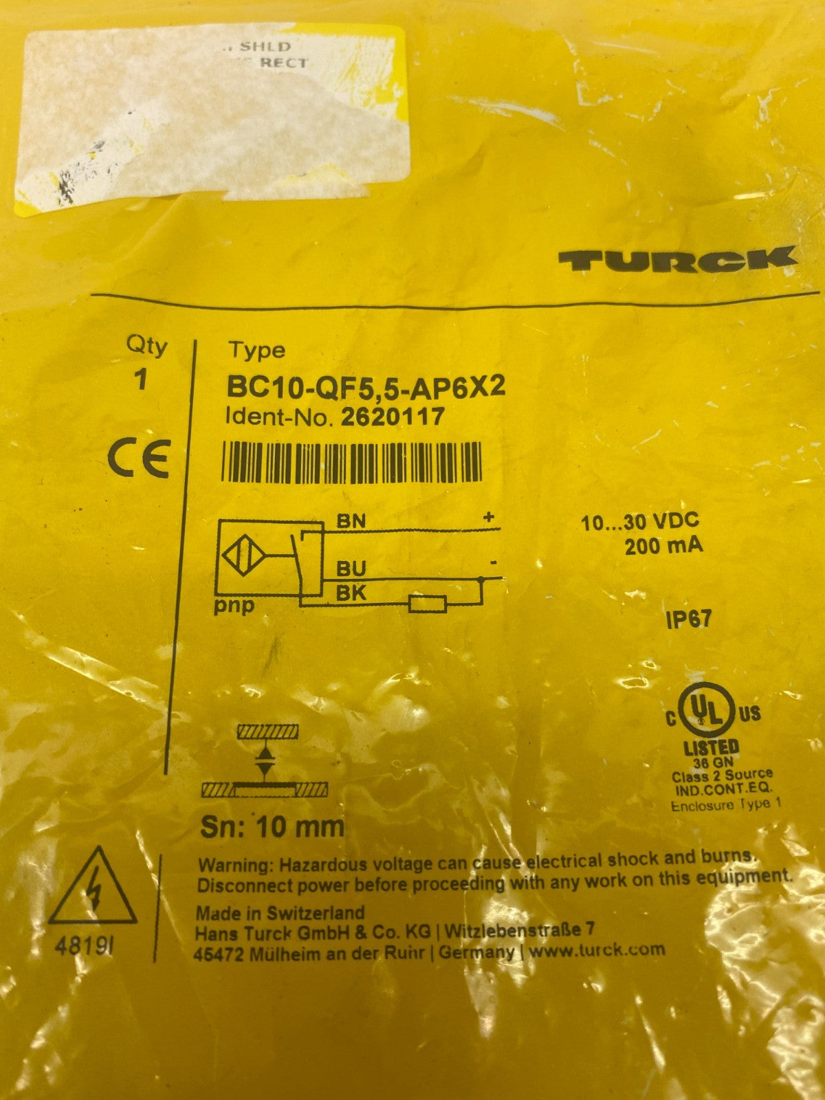 Turck BC10-QF5,5-AP6X2 Capacitive Proximity Sensor 2620117 - Maverick Industrial Sales
