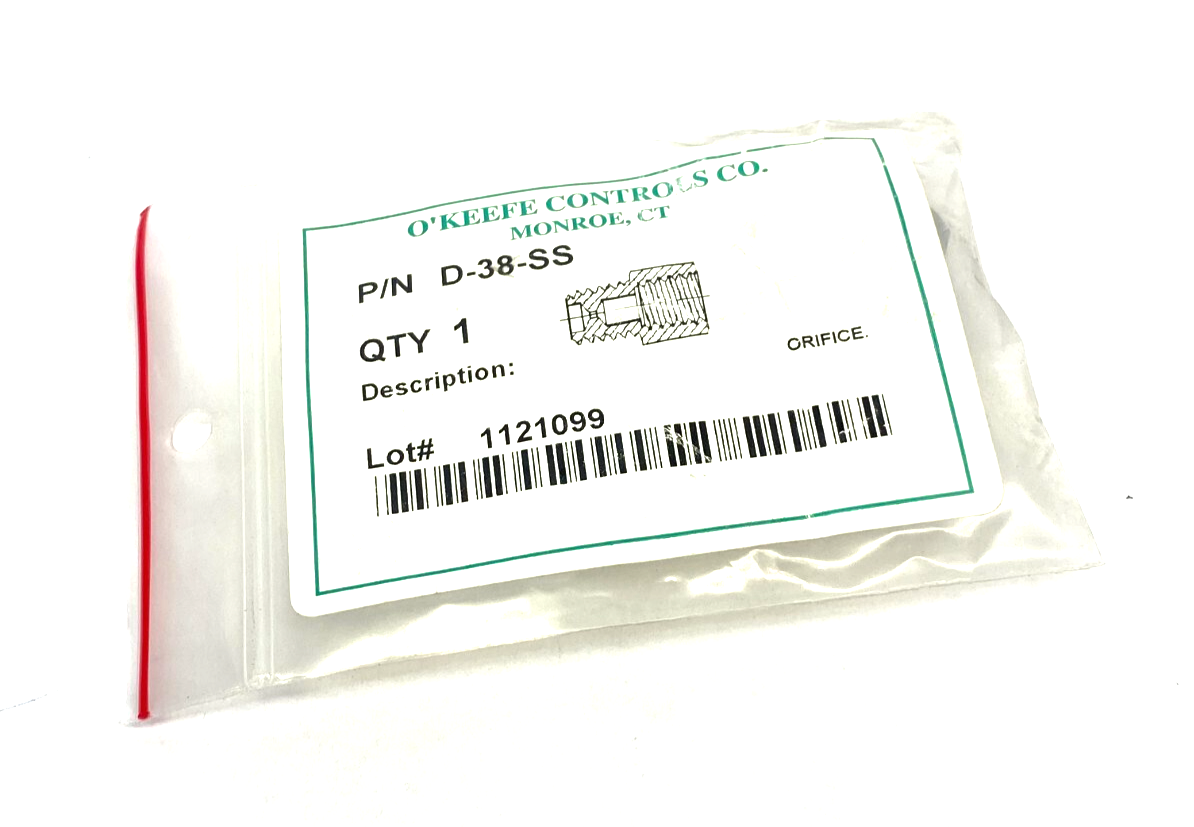 O'Keefe Controls D-38-SS Orifice Adapter Assembly Type D 4000psig - Maverick Industrial Sales