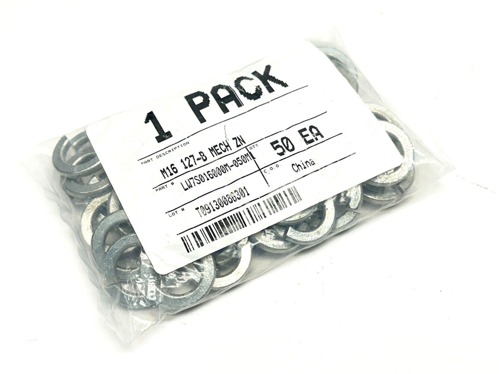 LW7S016000M-050M1 M16 127-B Mech ZN Split Lock Washer PACK OF 50 - Maverick Industrial Sales