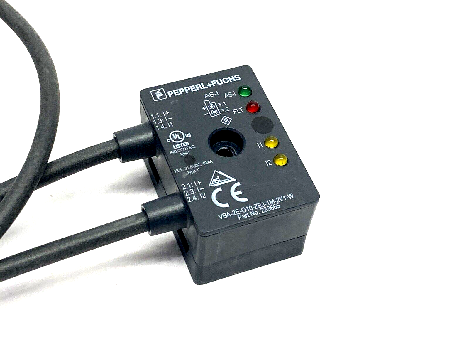 Pepperl+Fuchs VBA-2E-G10-ZEJ-1M-2V1-W AS-Interface Module 233665 MISSING SCREW - Maverick Industrial Sales