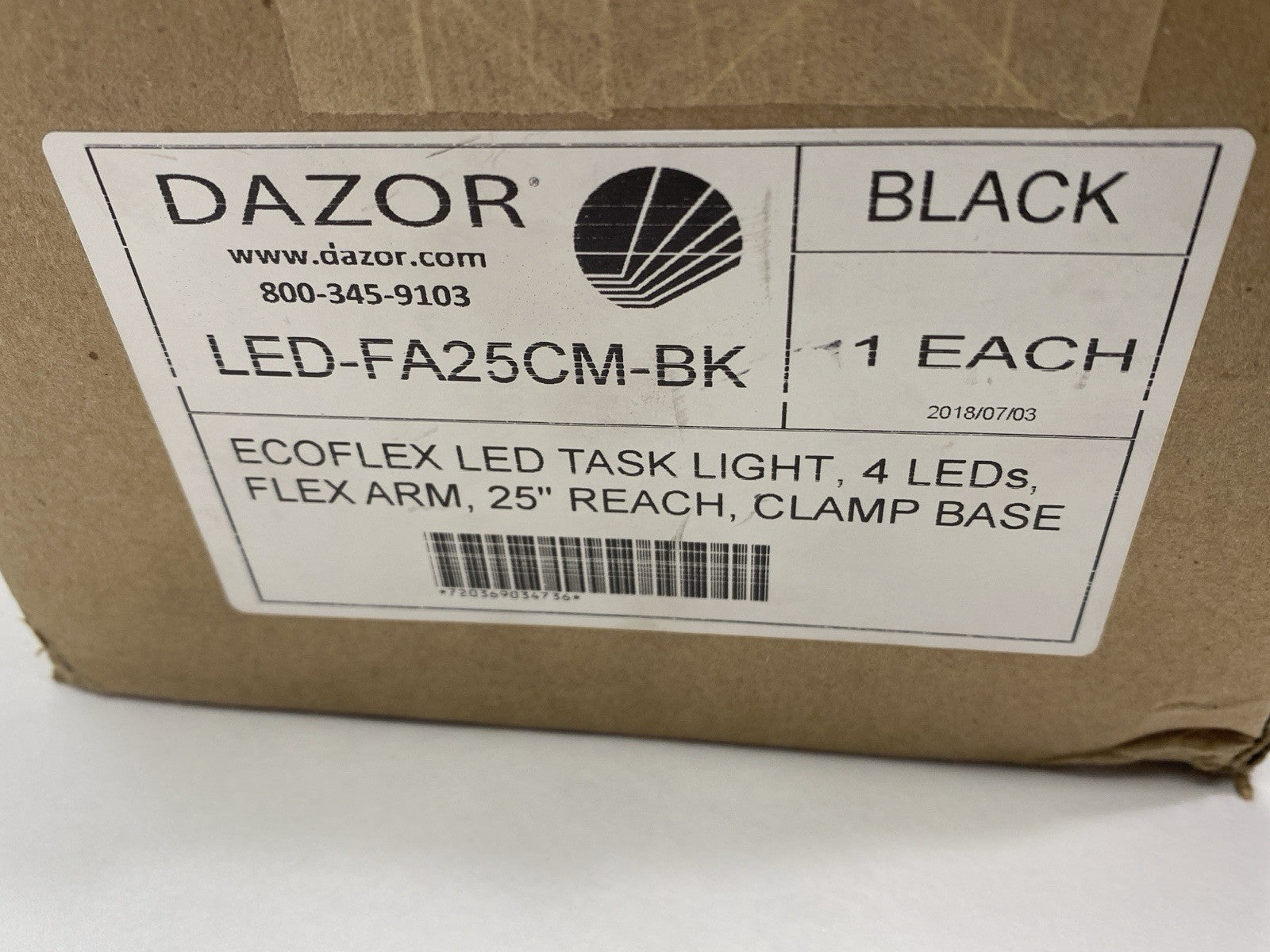Dazor LED-FA25CM-BK Black Ecoflex LED Task Light - Maverick Industrial Sales