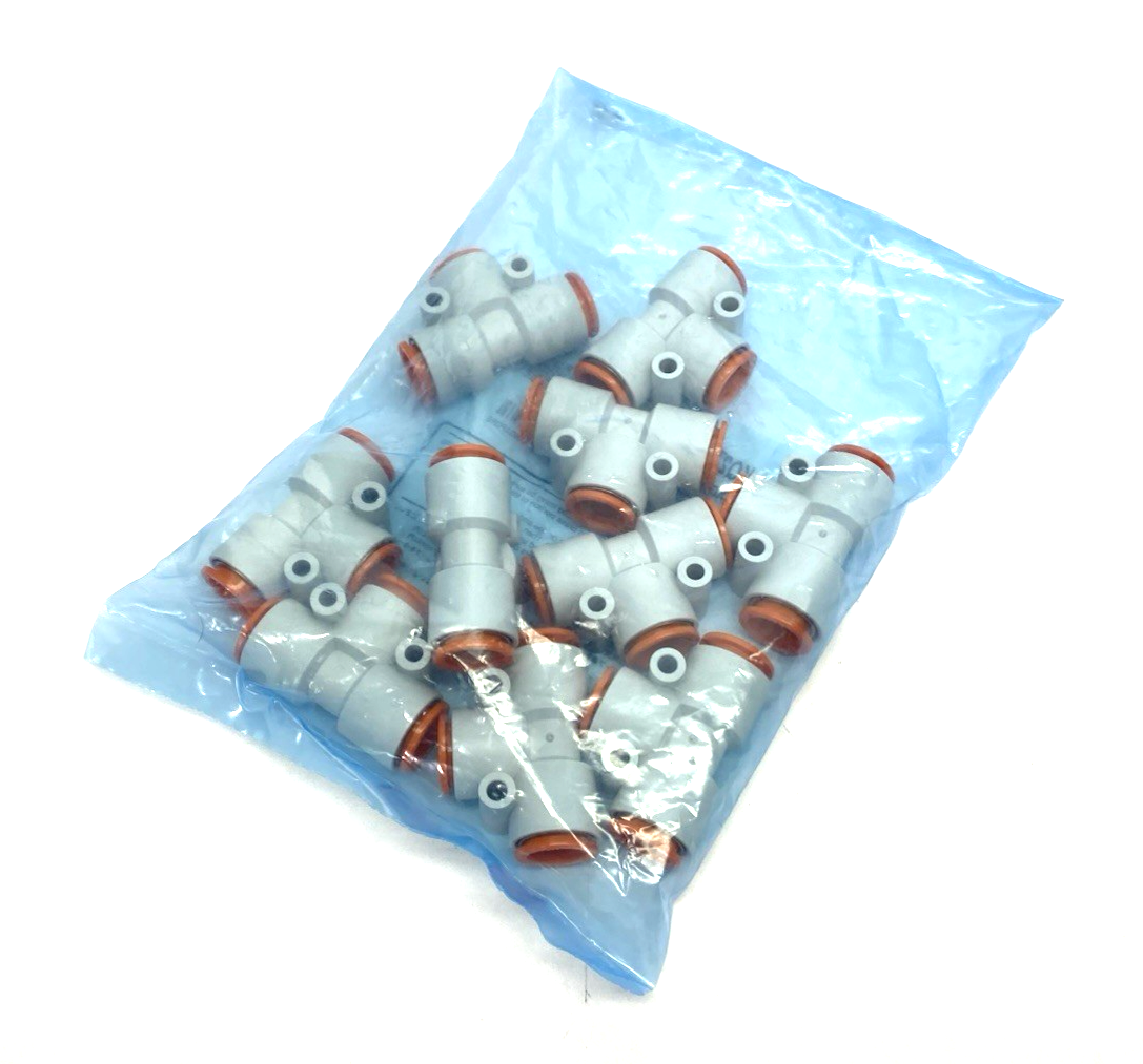 KQ2T13-00A | SMC Pneumatic One-Touch Union Tee Fitting, 1/4" Tube OD, 10-PACK - New - Maverick Industrial Sales