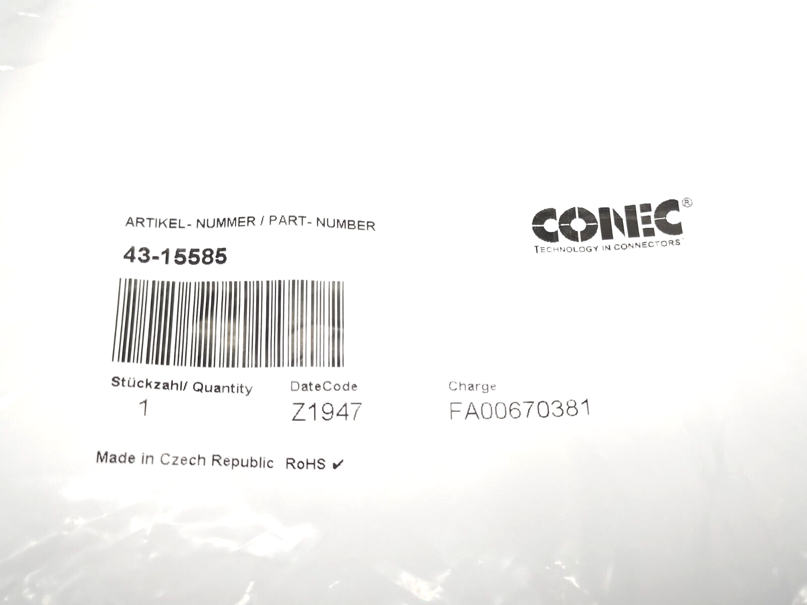 43-15585 | Conec Connection Cable M12 4-Pin Female To M8 4-Pin Male - New - Maverick Industrial Sales