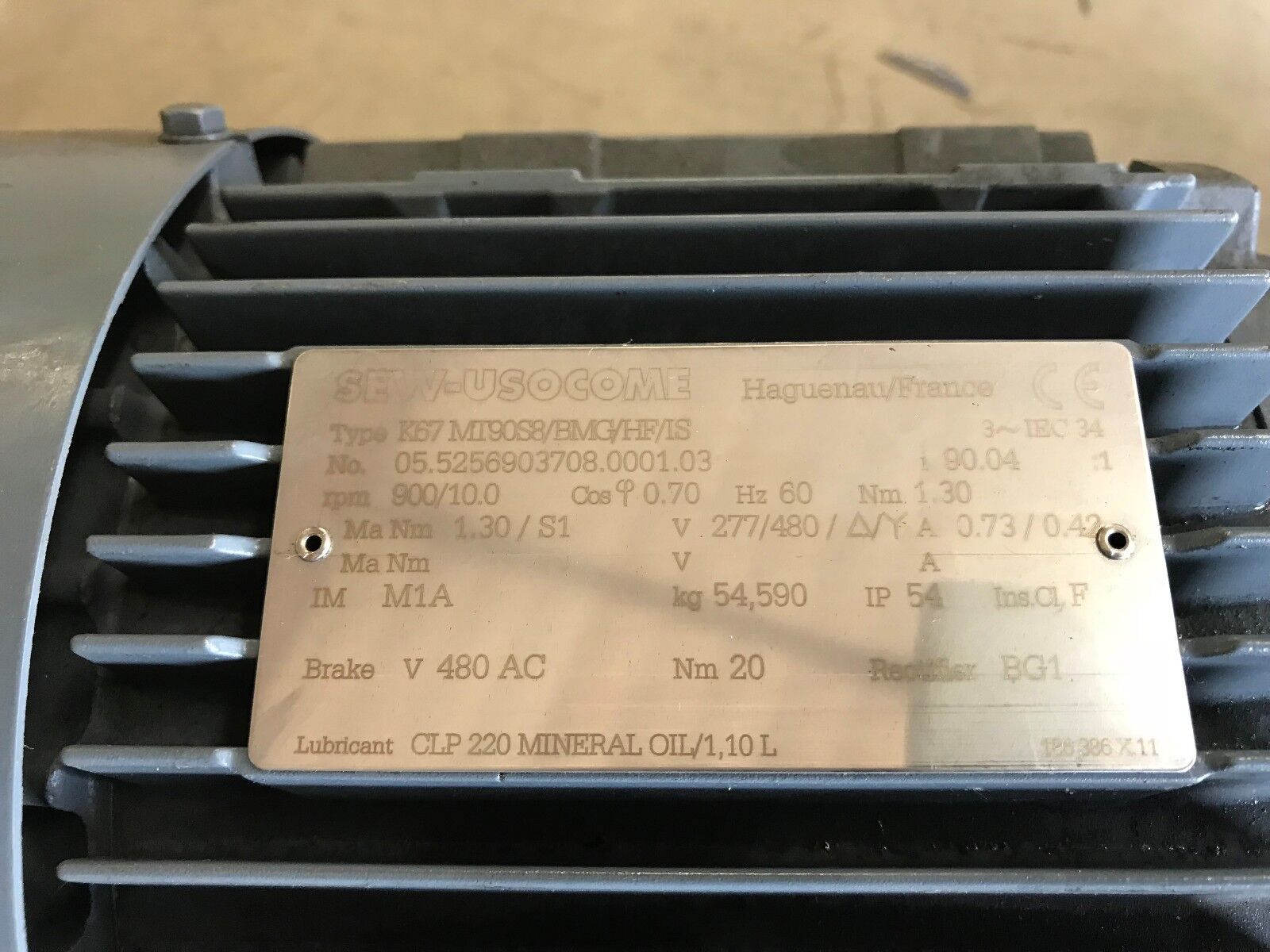 SEW-USOCOME K67 MI90S8/BMG/HF/IS Electric Motor / Speed Reducer - Maverick Industrial Sales