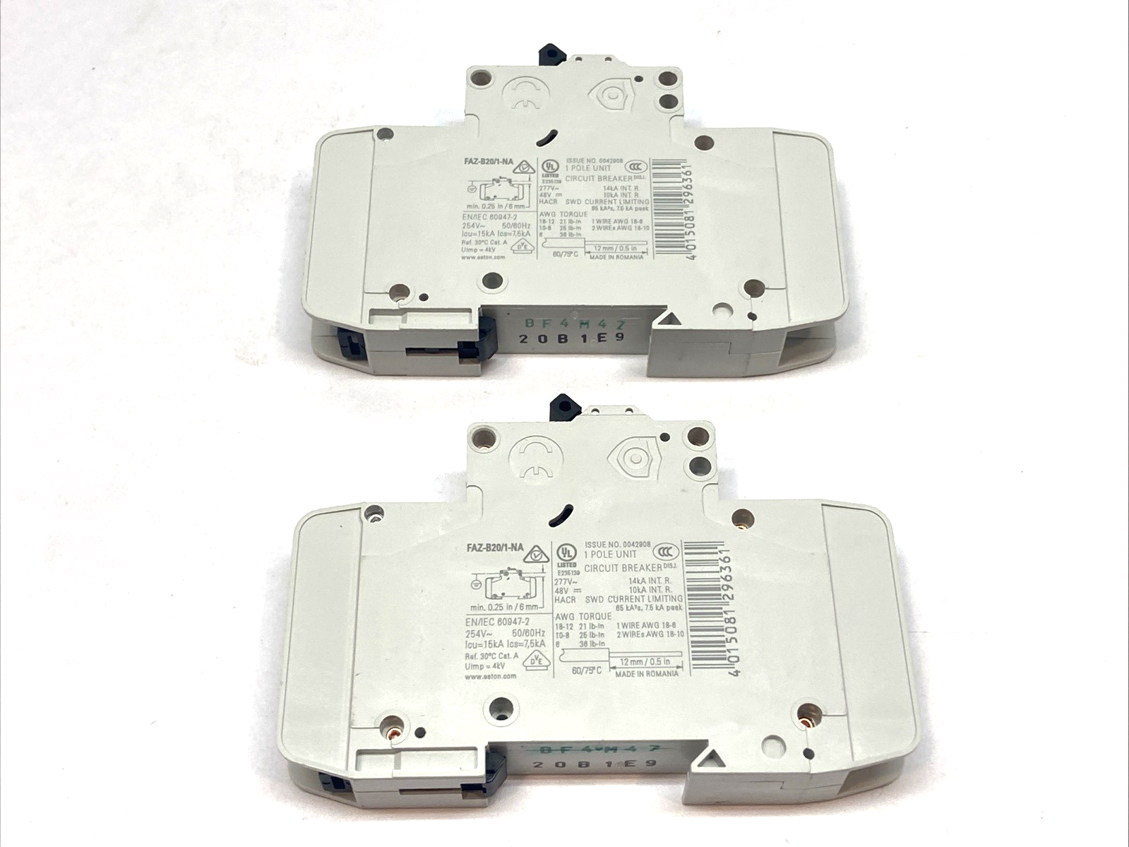 Eaton FAZ-B20/1-NA Circuit Breaker 1-Pole B-Curve 20A 132687 BOX OF 2 - Maverick Industrial Sales