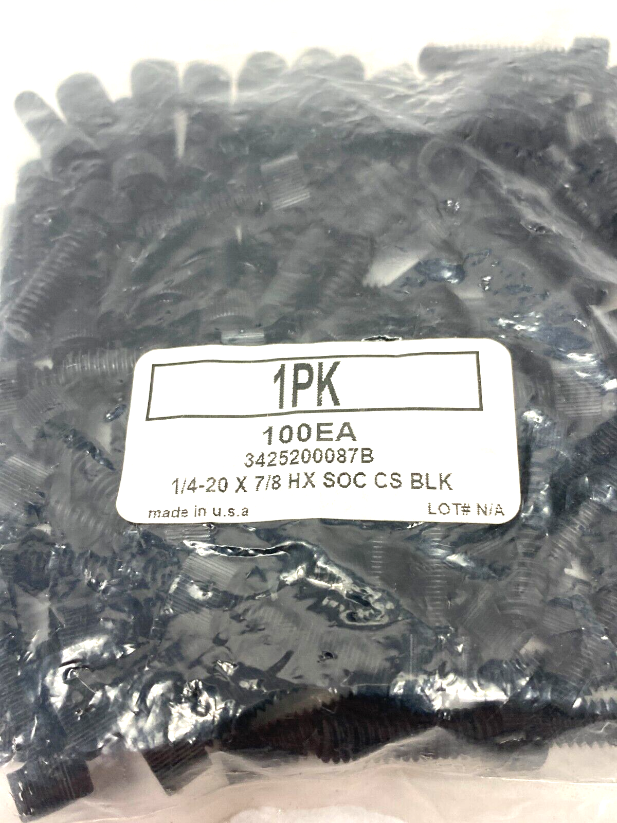 Essentra 3425200087B Nylon Hex Socket Cap Screw Black 1/4-20 x 7/8 PKG OF 100 - Maverick Industrial Sales