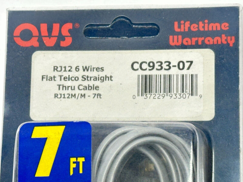 QVS CC933-07 RJ12 6 Wire Flat Telco Straight Thru Cable RJ12M/M 7ft LOT OF 2 - Maverick Industrial Sales