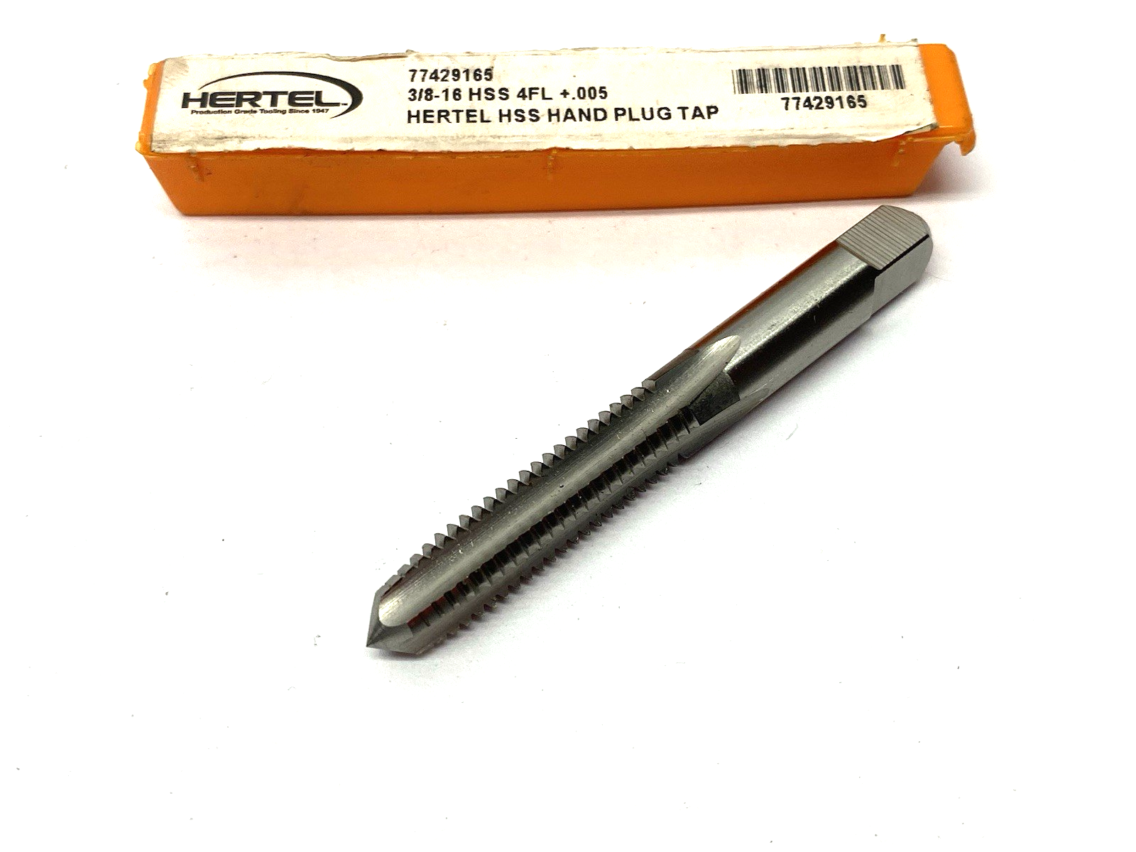 77429165 | Hertel Straight Flute Tap: 3/8-16 UNC, 4 Flute, Plug Chamfer, High-Spee - New – Open box - Maverick Industrial Sales