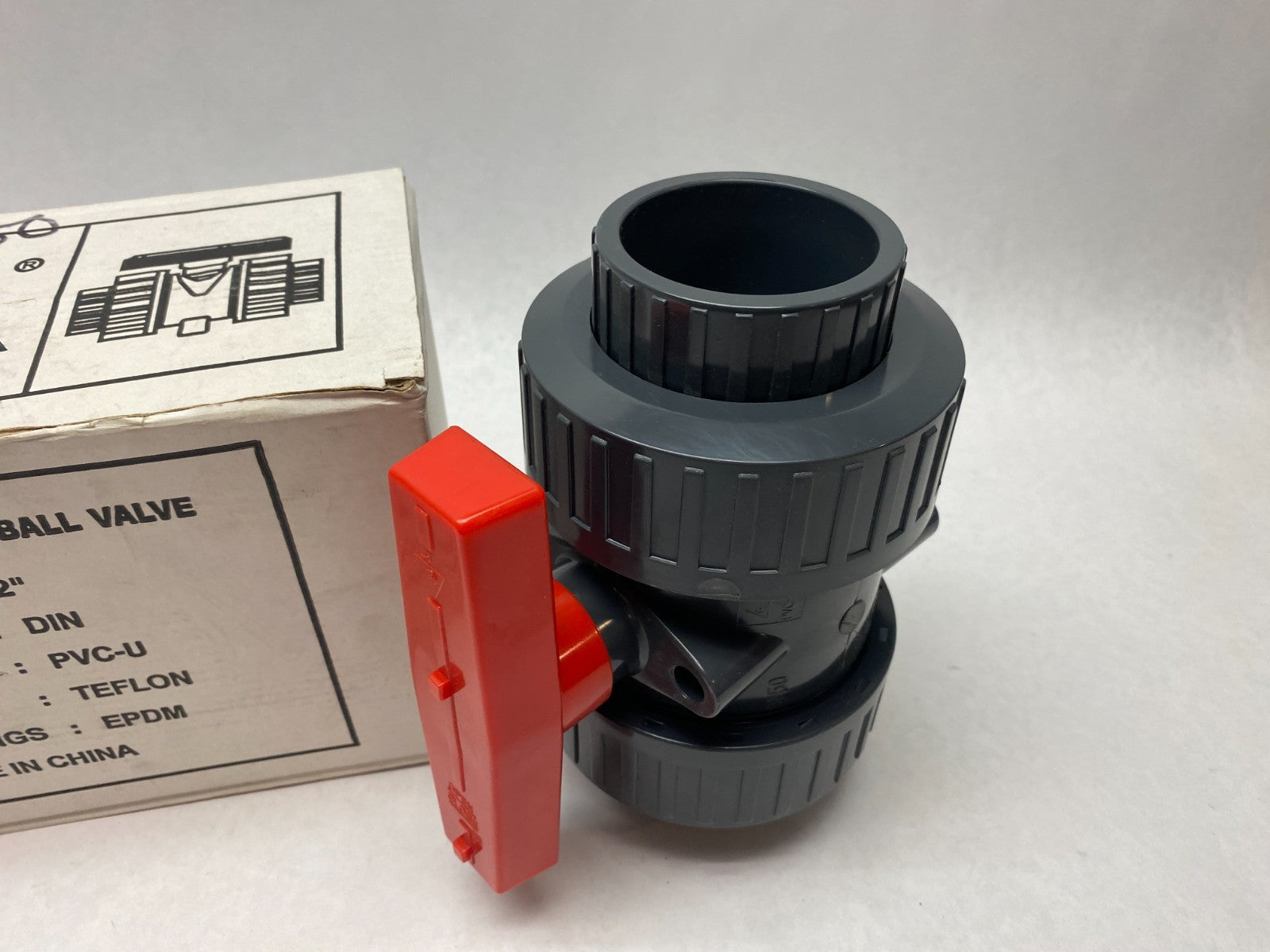 DN50 2" Double Union Ball Valve PVC-U, Teflon Seat, EPDM Seals - Maverick Industrial Sales