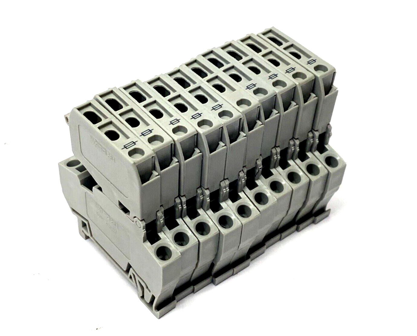 Wago 281-611 2-Conductor Fuse Terminal Block 4mm², Cage Clamp, Gray, LOT OF 10 - Maverick Industrial Sales