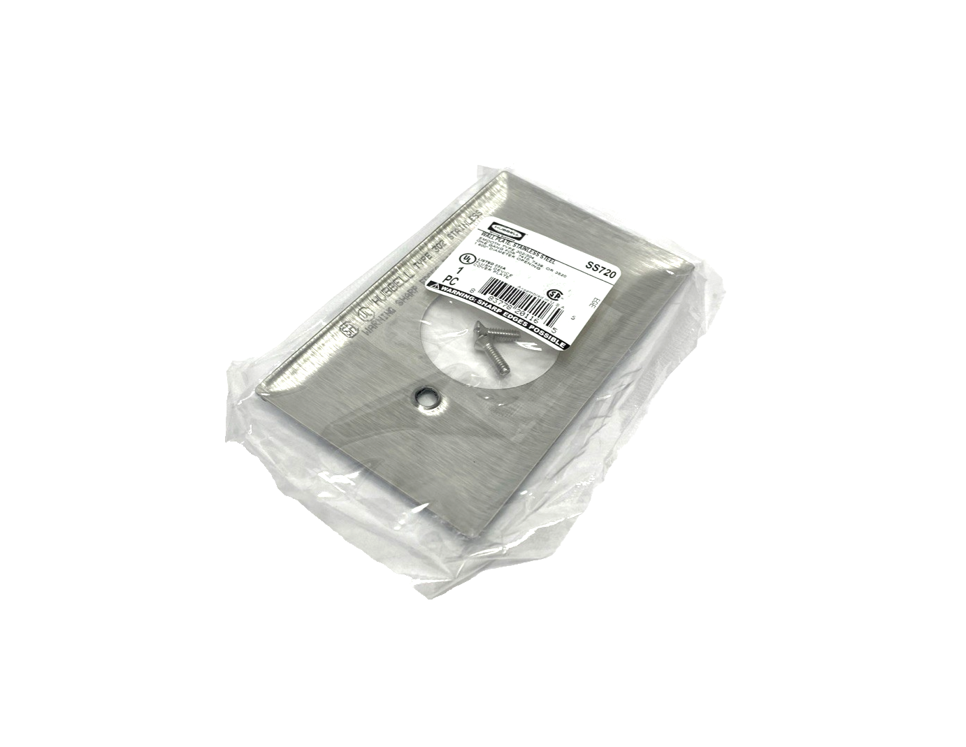 Hubbell SS720 1-Gang 1-Receptacle SS Wall Plate/Cover 1.59" Dia. LOT OF 4 - Maverick Industrial Sales