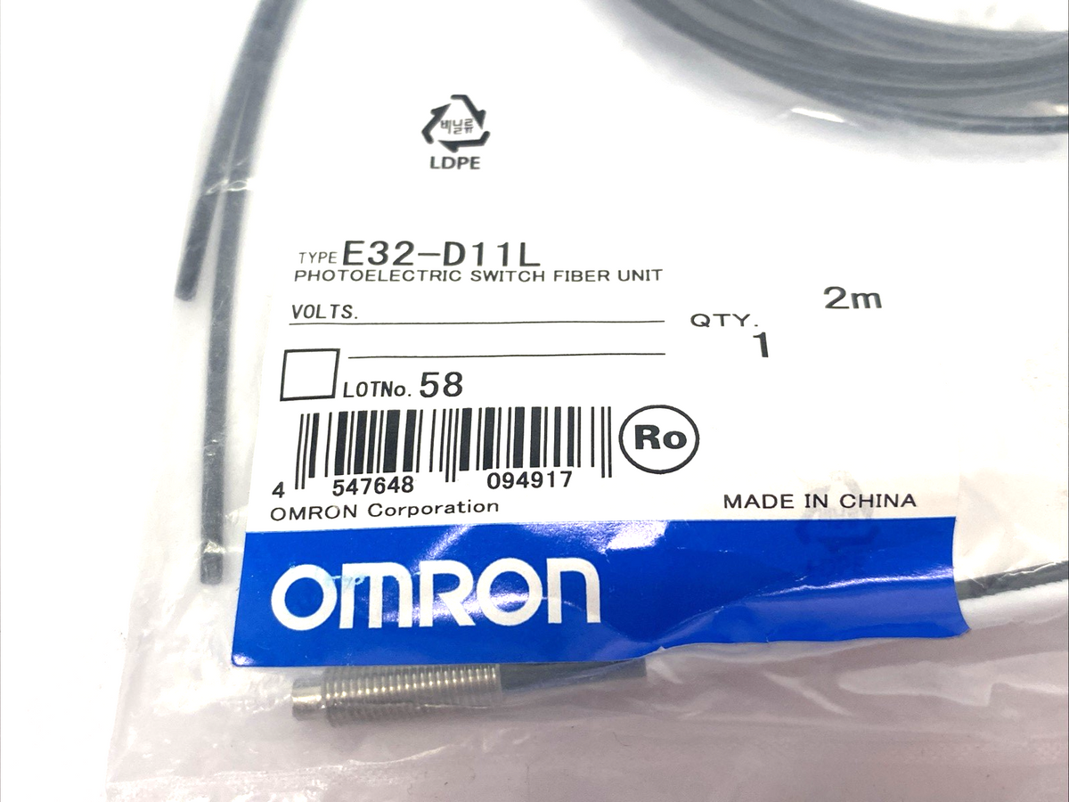 E32-D11L 2M | Omron Fiber Optic Diffuse-Reflective Sensor Unit 2m Cable - New - Maverick Industrial Sales