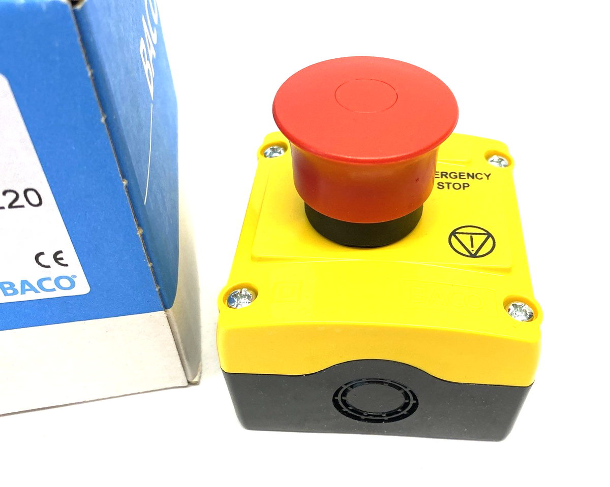 BACO 224 220 Emergency Control Switch Station, Maintained, 2 NC, 40mm, LBX15302 - Maverick Industrial Sales