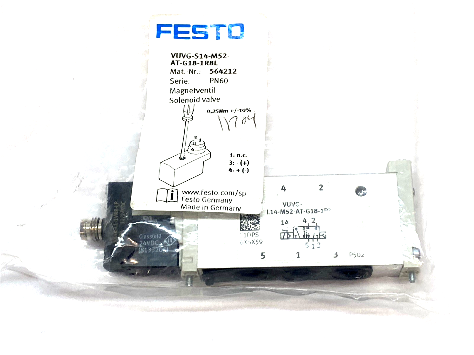 Festo VUVG-S14-M52-AT-G18-1R8L Magnetic Solenoid Valve 564212 - Maverick Industrial Sales