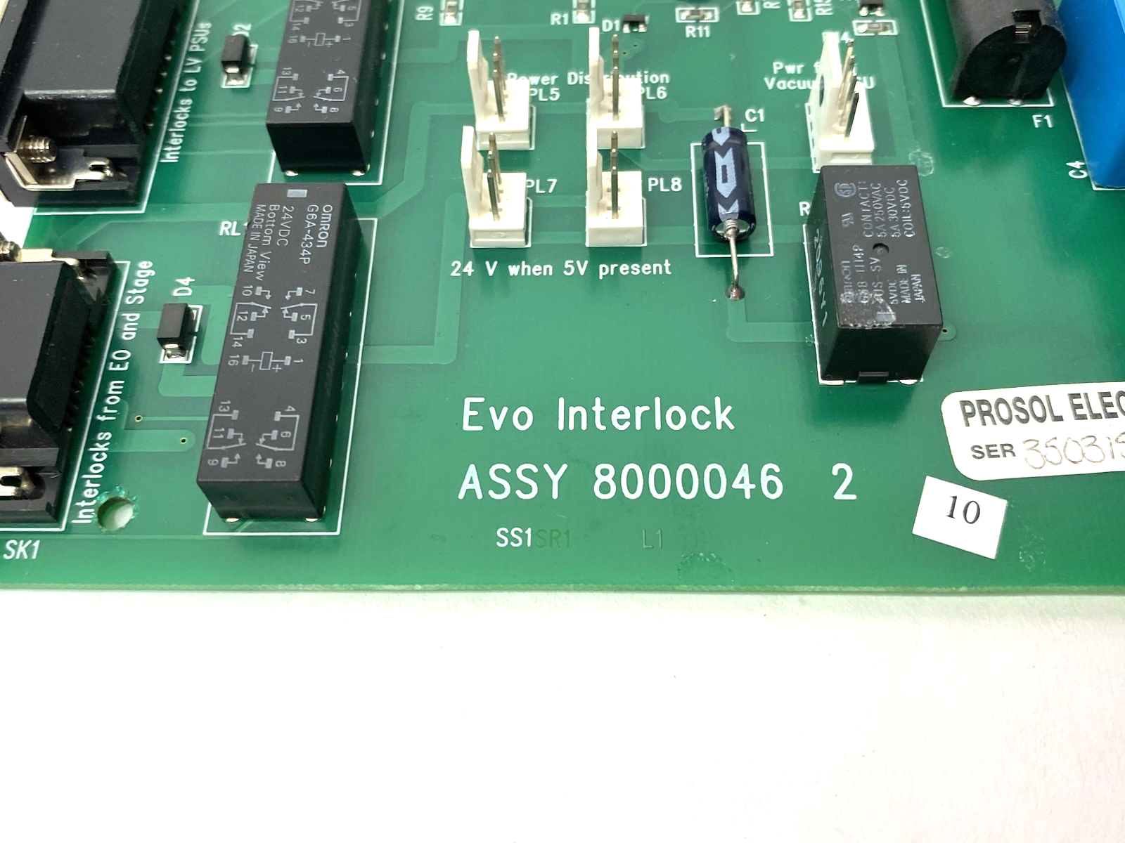 Evo Interlock ASSY 8000046 2 Vacuum Power Control Card, 3503159 Prosol - Maverick Industrial Sales