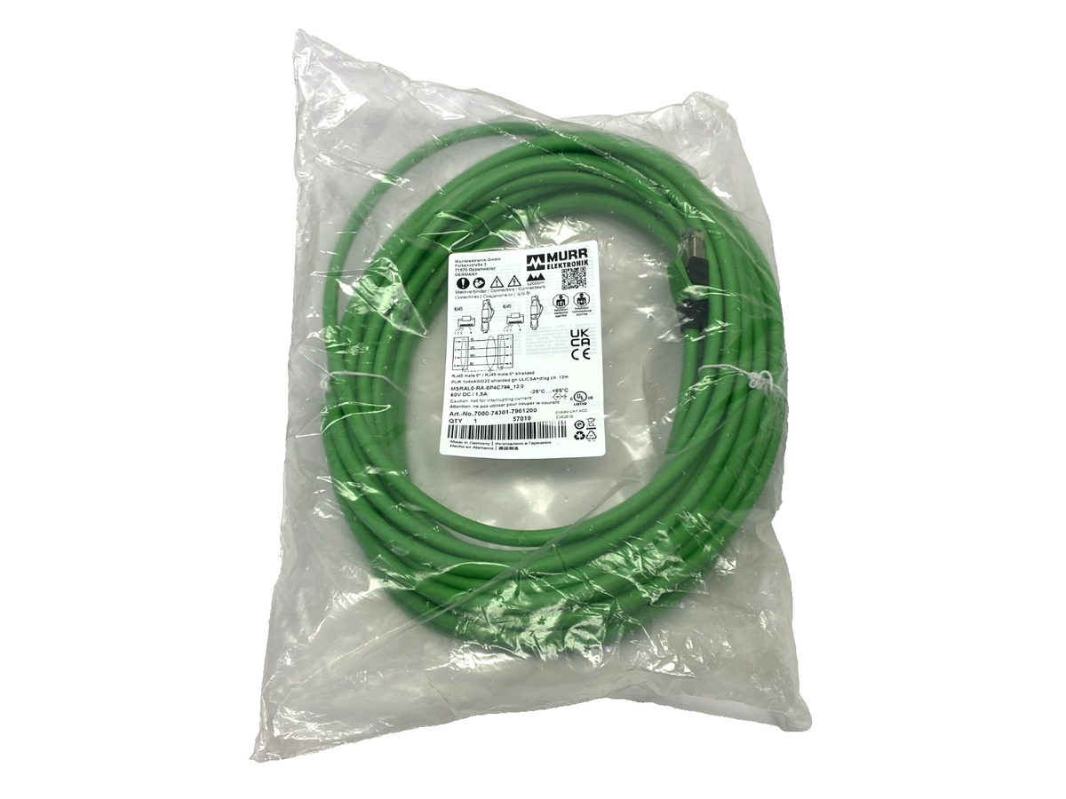 7000-44711-7961700 | Murrelektronik Double End Ethernet Cable M12 RJ45 4-Pole 17m - New - Maverick Industrial Sales