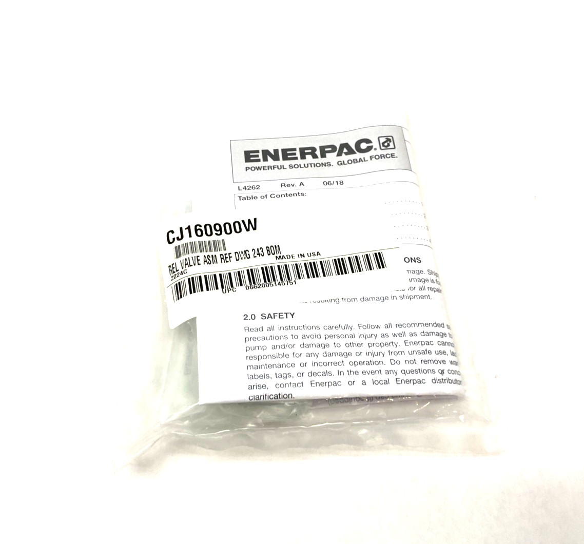 Enerpac CJ160900W Relief Valve Assembly DWG 243 BOM - Maverick Industrial Sales