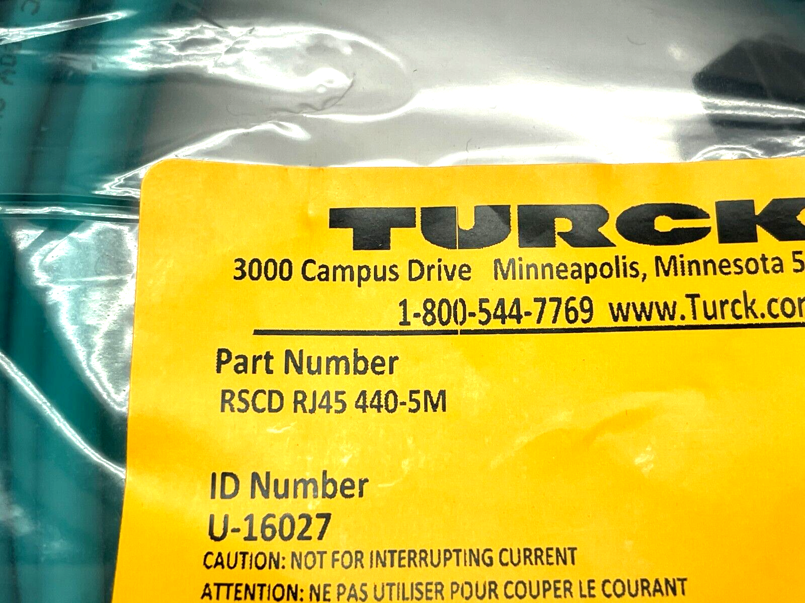 Turck RSCD RJ45 440-5M Industrial Ethernet Cordset 5m Length U-16027 - Maverick Industrial Sales