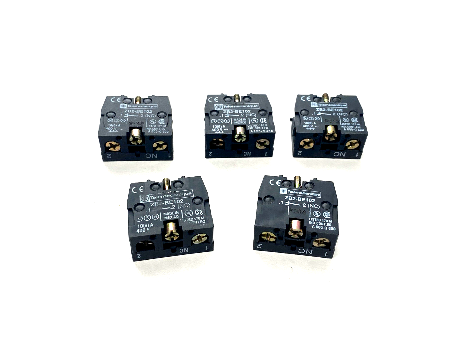 Telemecanique ZB2-BE102 Single Contact Block For 22mm Pushbutton 1NC 6A LOT OF 5 - Maverick Industrial Sales