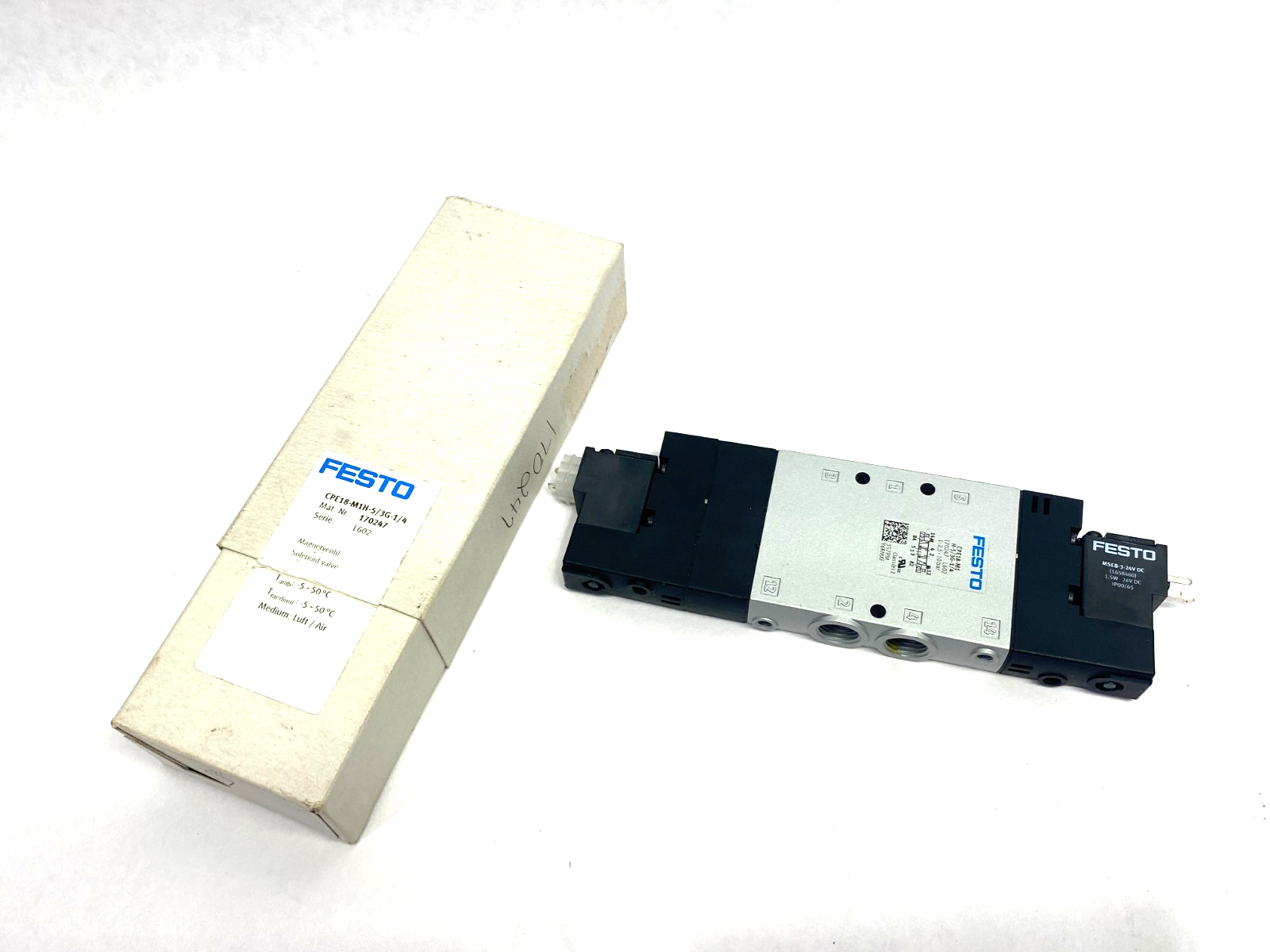 Festo 170247 Solenoid Valve 5/3 Closed CPE18-M1H-5/3G-1/4 - Maverick Industrial Sales