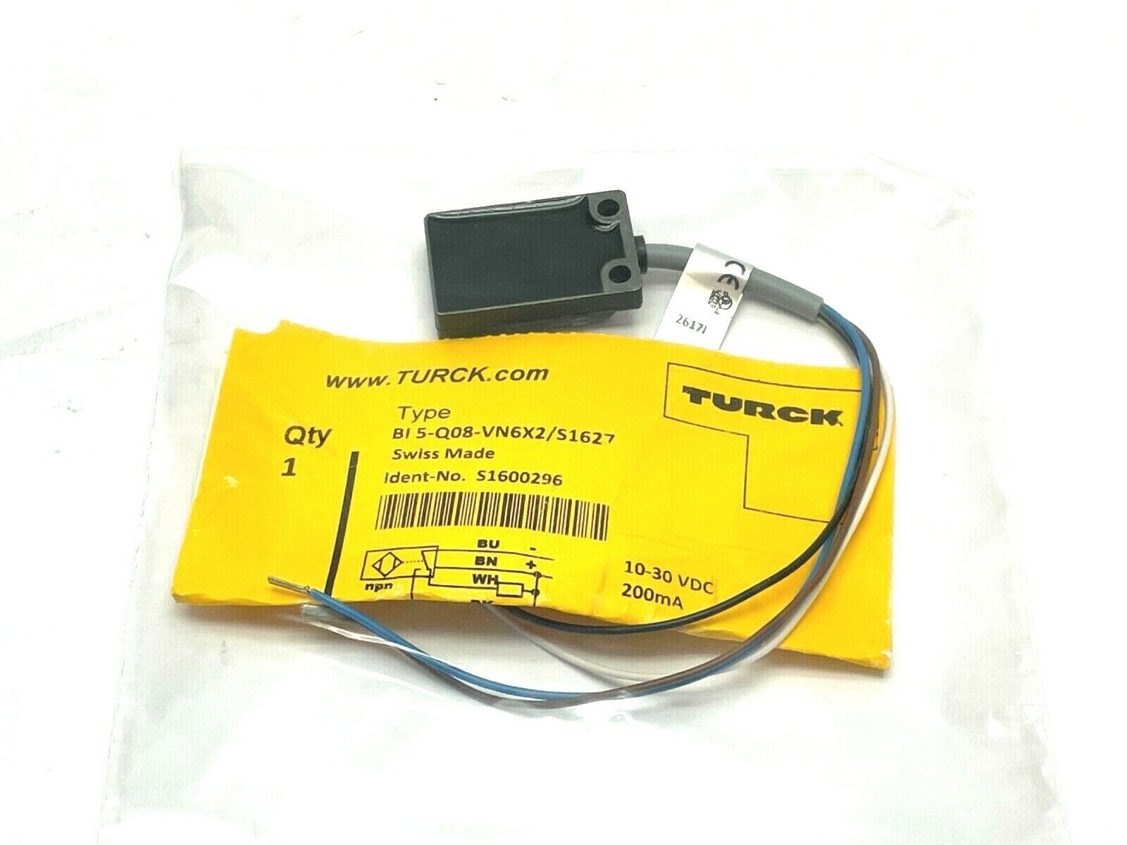 Turck BI 5-Q08-VN6X2/S162 Proximity Sensor 4 Wire DC NPN 10-30VDC 200mA S1600296 - Maverick Industrial Sales