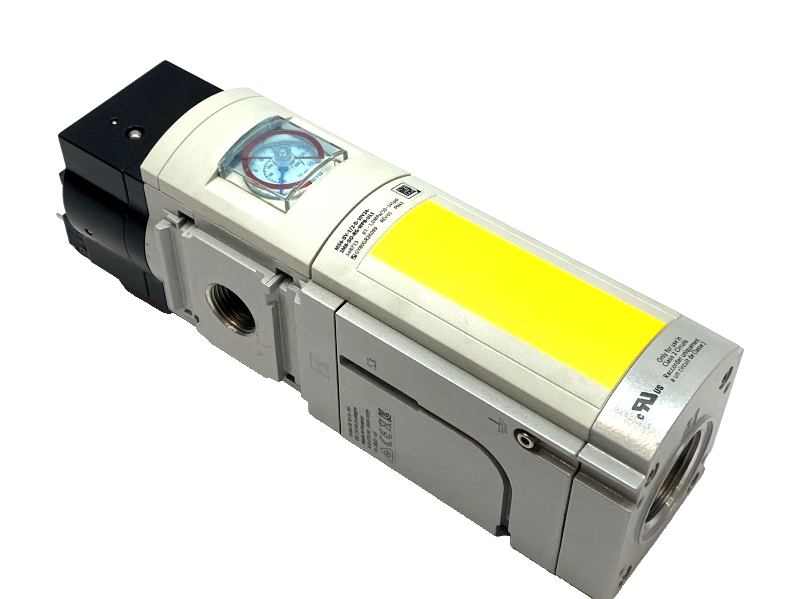 Festo 548713 MS6-SV-1/2-C-10V24-S-WP Valve w/ 701609 0–16 Bar Gauge - Maverick Industrial Sales