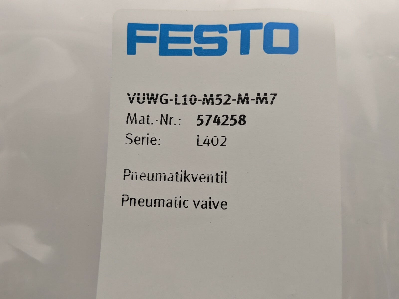 VUWG-L10-M52-M-M7 | Festo Pneumatic Valve 574258 - New - Maverick Industrial Sales