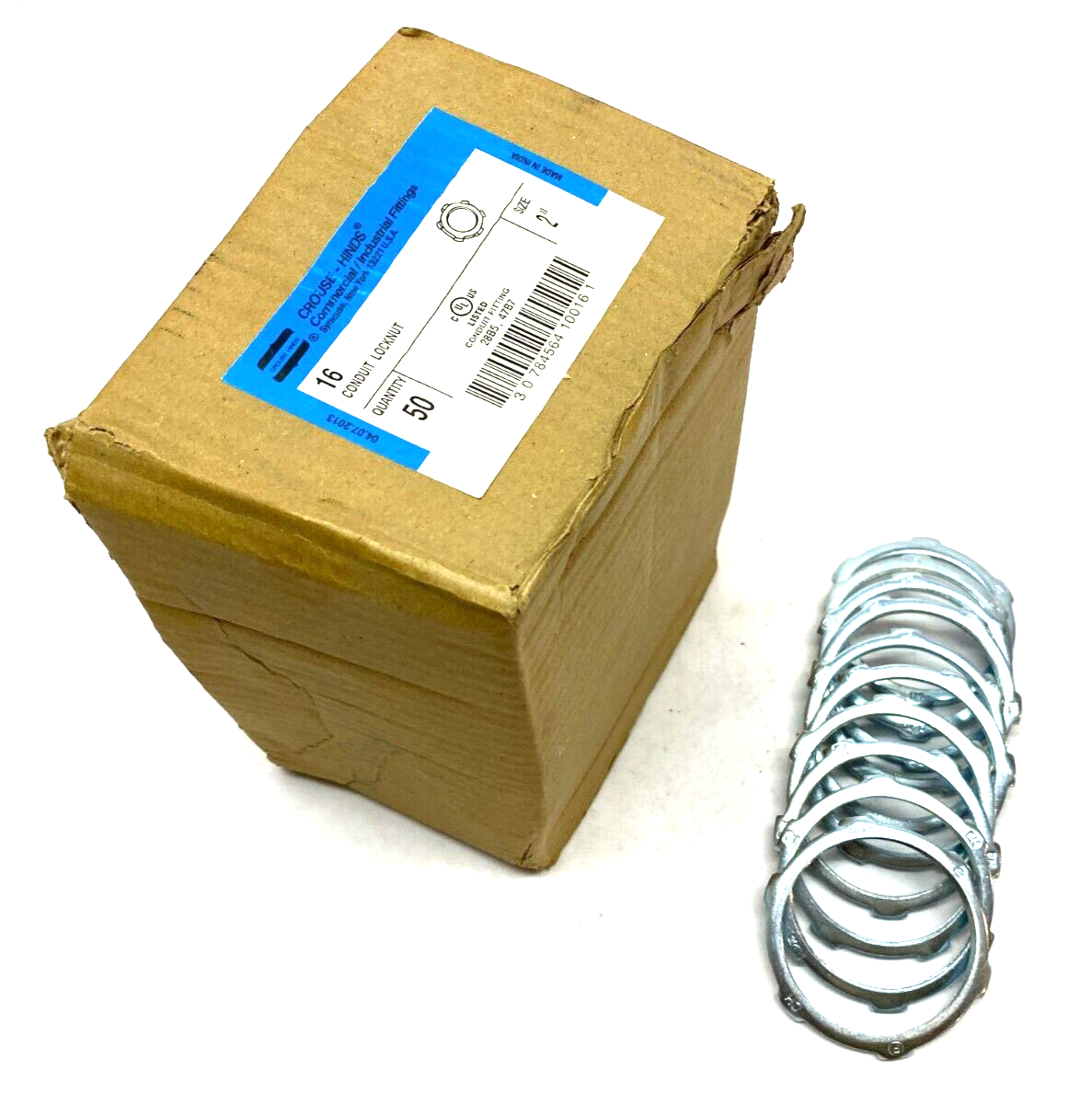 Cooper Crouse Hinds 16 IMC Rigid Conduit Locknut 2" Malleable Iron BOX OF 10 - Maverick Industrial Sales