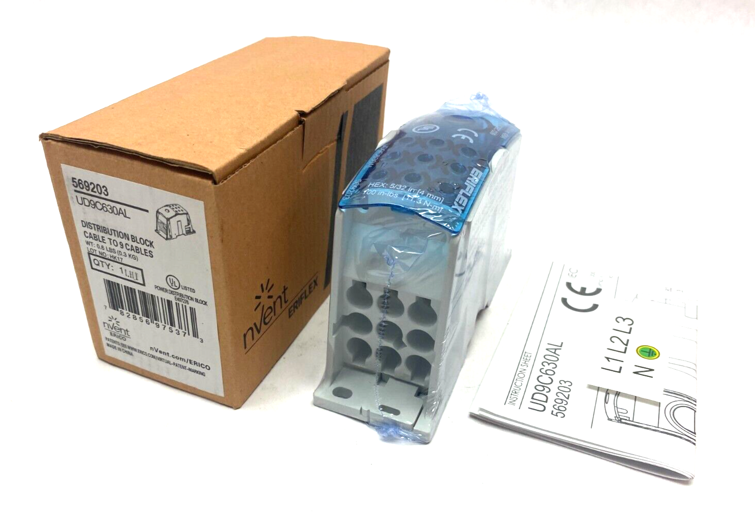 Nvent Erico UD9C630AL Eriflex Power Distribution Block 1 to 9 Cables 569203 - Maverick Industrial Sales