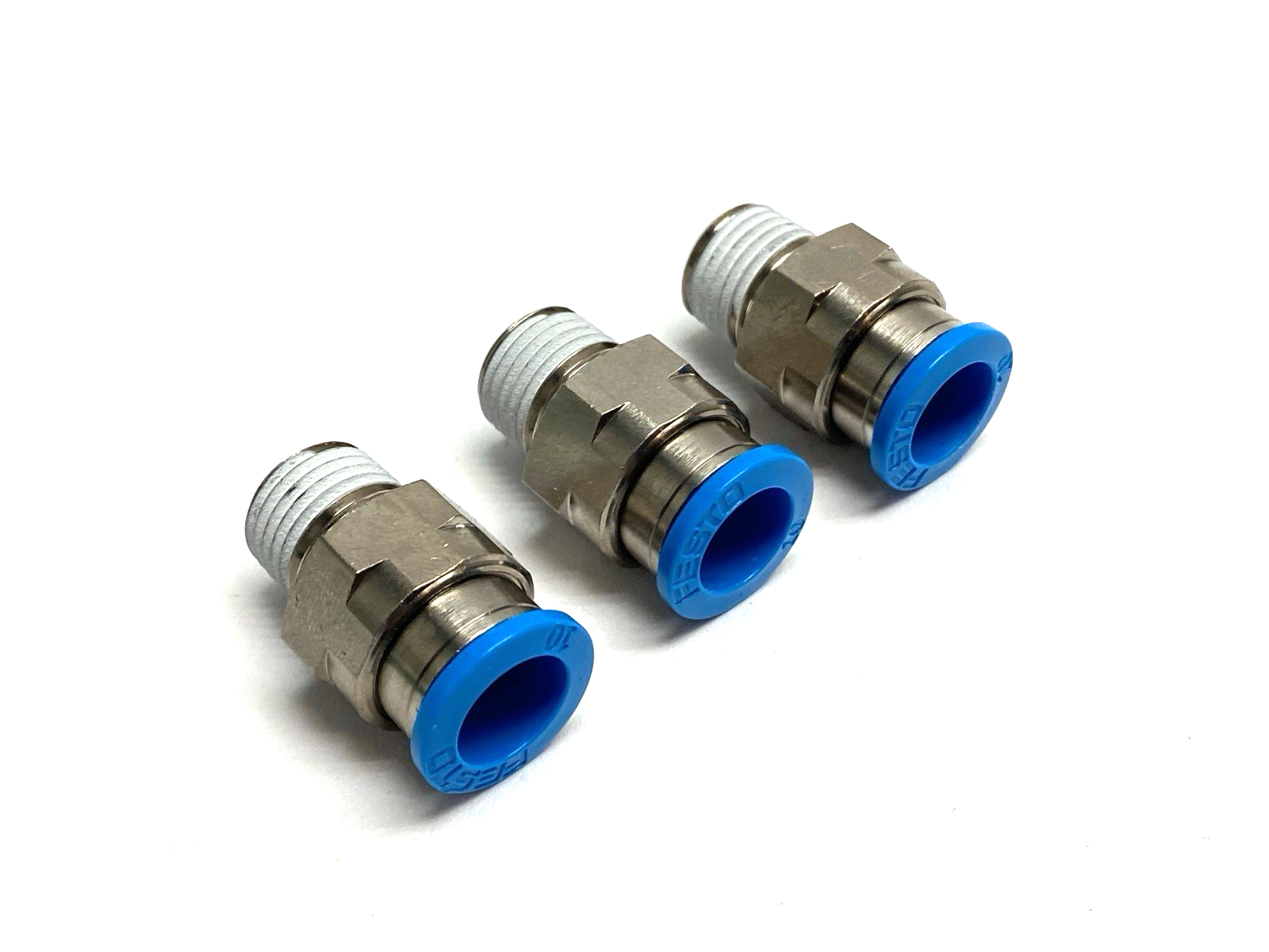 Festo QS-1/4-10 Pneumatic Push-In Fitting 10mm OD 153007 LOT OF 3 - Maverick Industrial Sales