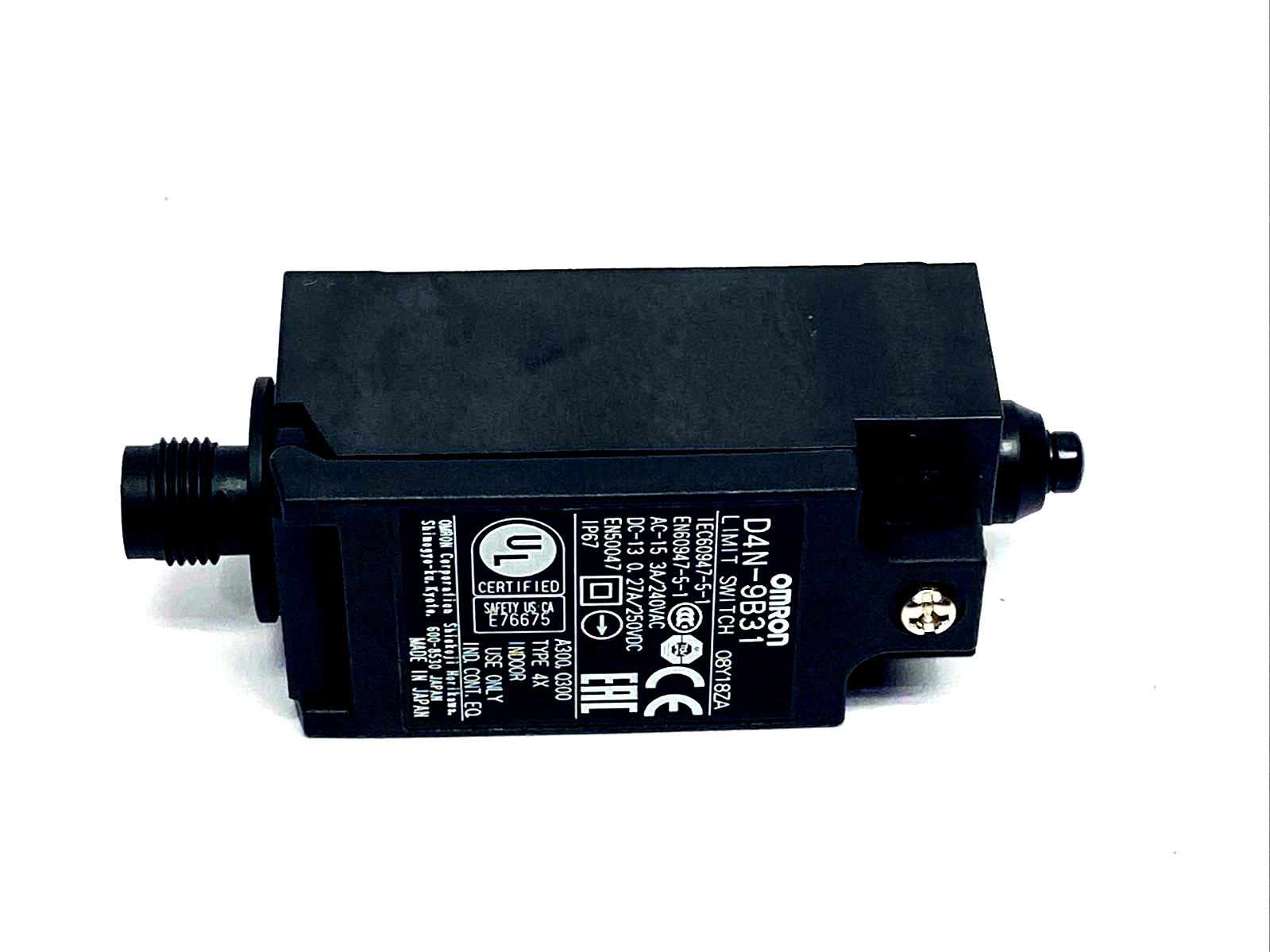 Omron D4N-9B31 Plunger Safety Limit Switch, M12 4Pin - Maverick Industrial Sales