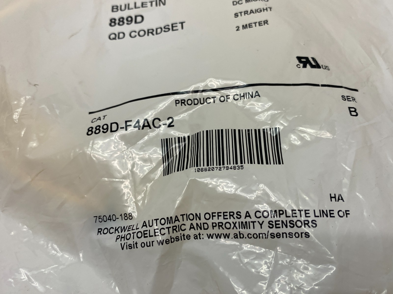 Allen Bradley 889D-F4AC-2 Ser. B DC Micro Straight Cordset 2m Length 4-Pin - Maverick Industrial Sales