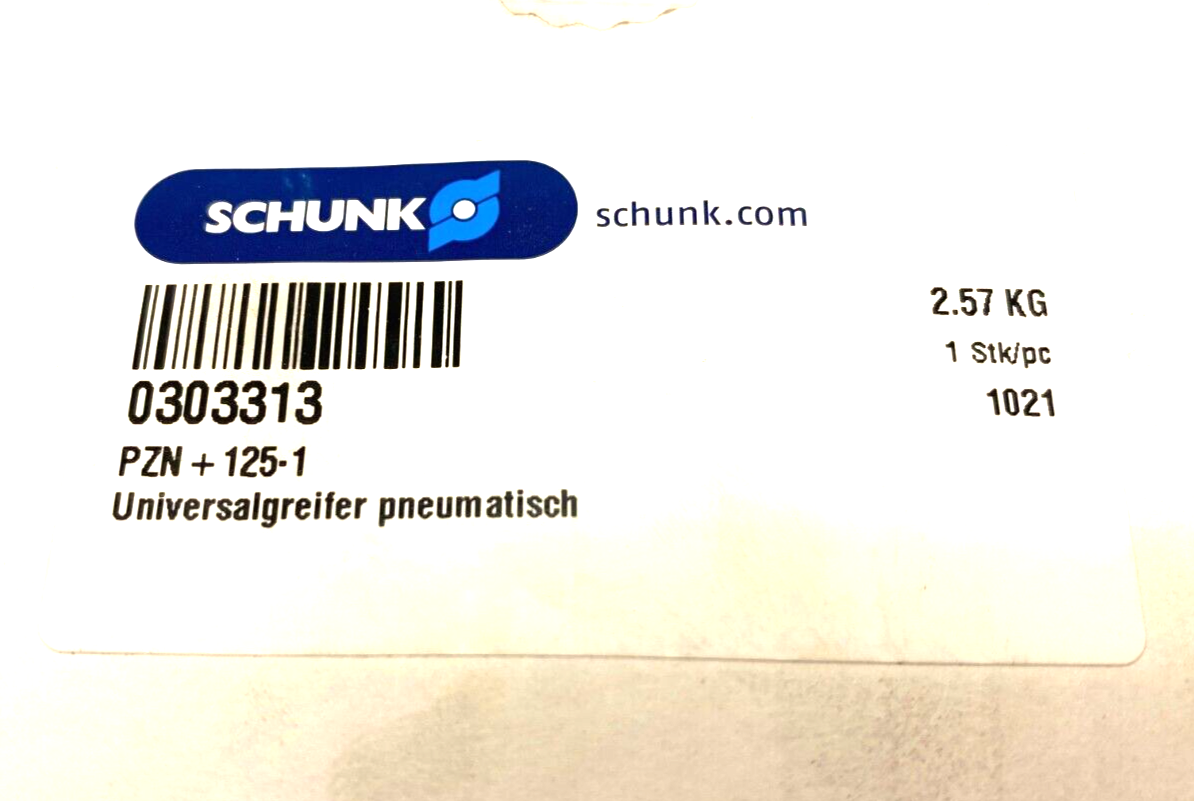 Schunk PZN+125-1 Universal Pneumatic Robot Jaw Tool Gripper 303313 - Maverick Industrial Sales