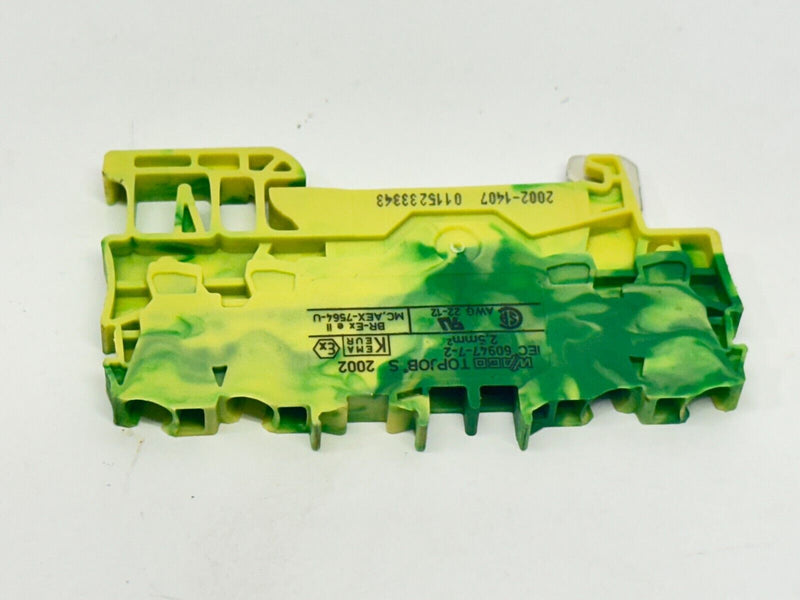 Wago 2002-1407 TopJobs Ground Terminal Block Green/Yellow LOT OF 2 - Maverick Industrial Sales