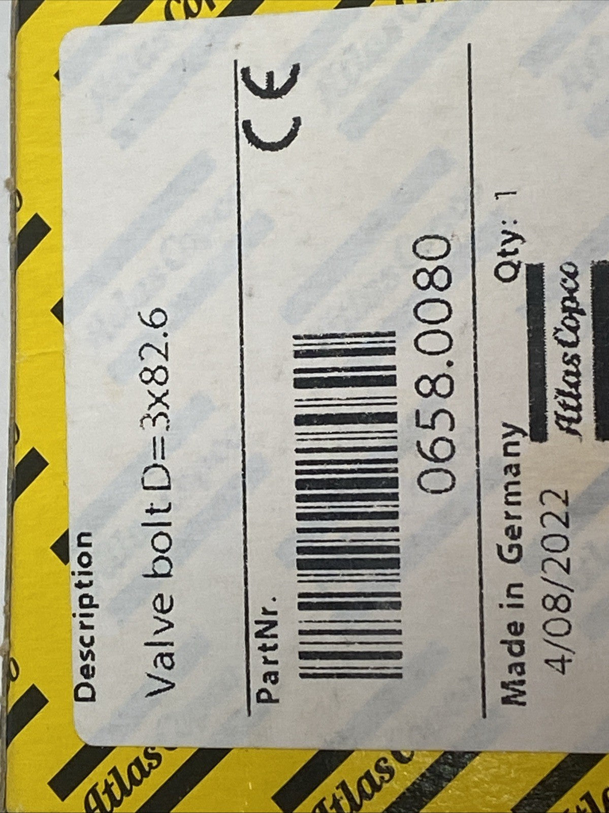 Atlas Copco 0658.0080 Valve Bolt 3.5" - Maverick Industrial Sales