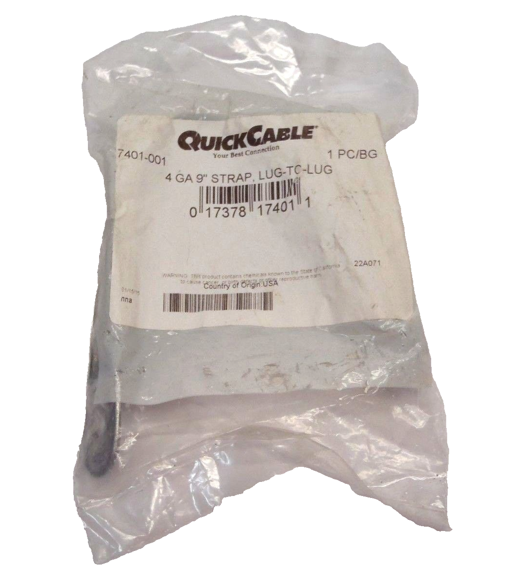 7401-001 | QuickCable Braided Ground Strap 3/8" Hole, 4 Gauge, 9” Lug-To-Lug - New - Maverick Industrial Sales