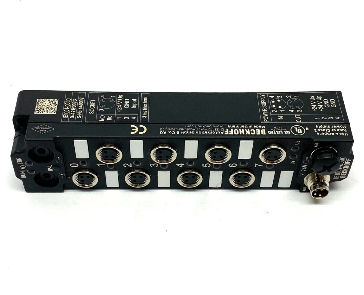 IE1001-0000 | Beckhoff Digital Input Link Extension Box 8-Channel 24VDC M8 - Used - Maverick Industrial Sales