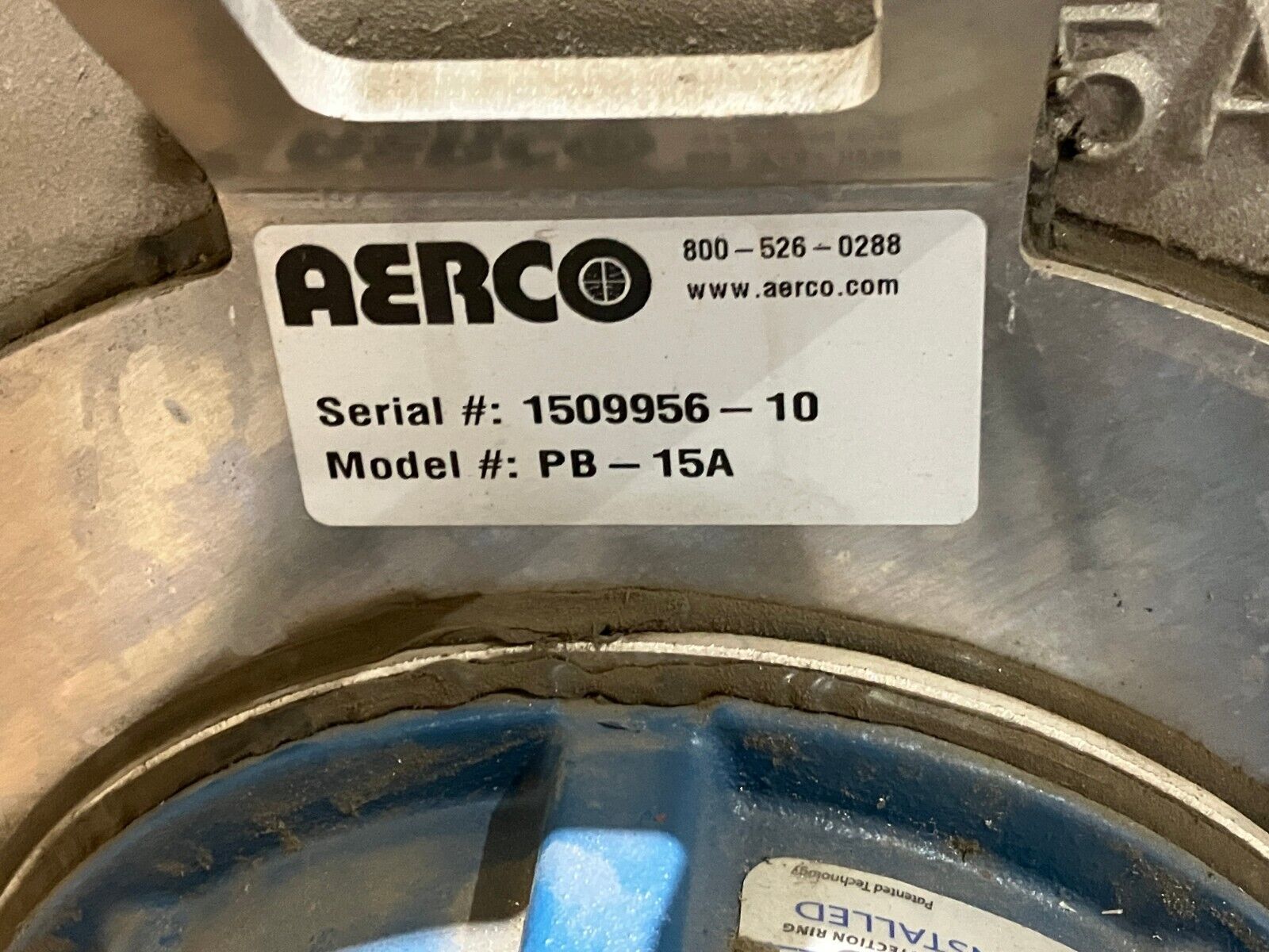 Aerco PB-15A Centrifugal Pressure Blower R00536ET3E184TC-W22 DAMAGED MOTOR - Maverick Industrial Sales