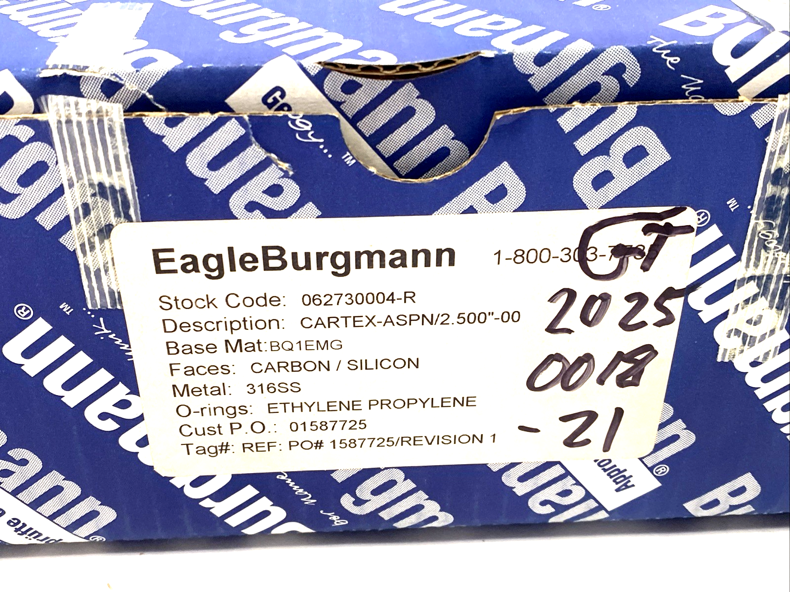 EagleBurgmann CARTEX-ASPN/2.500"-00 Mechanical Seal 316SS, Carbon/Silicon BQ1EMG - Maverick Industrial Sales