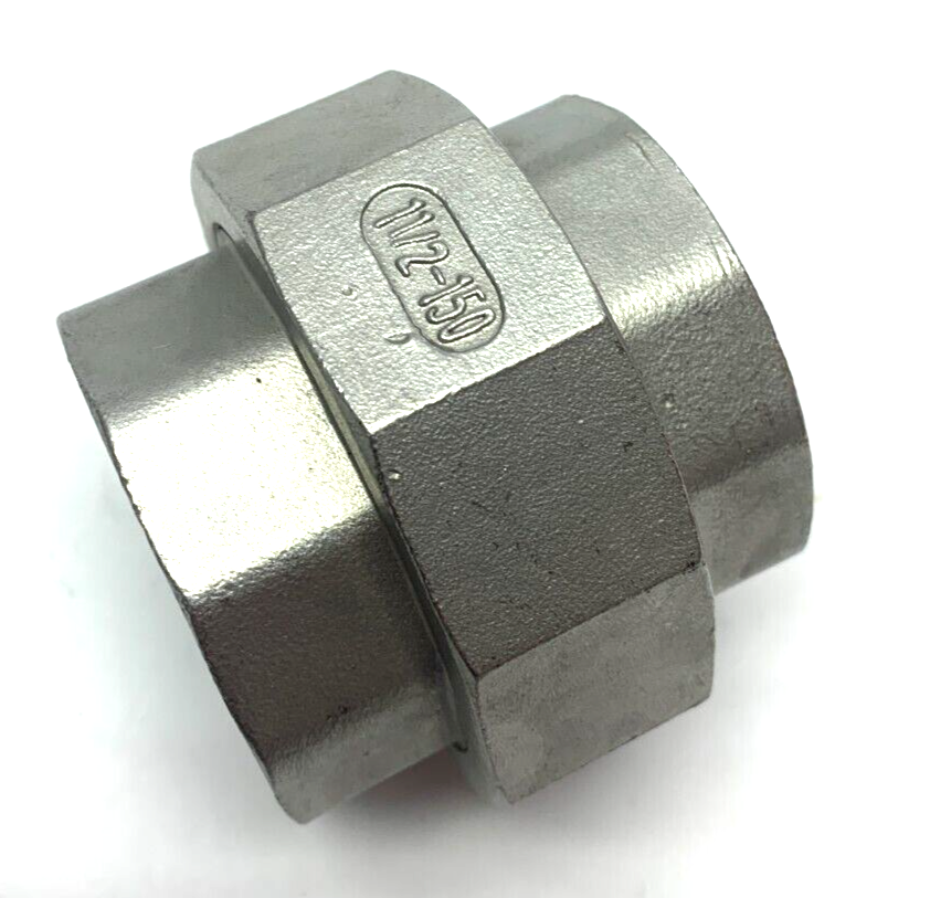 1 1/2"-150 Hex Union Coupling Pipe Fitting Female Thread 304 - Maverick Industrial Sales