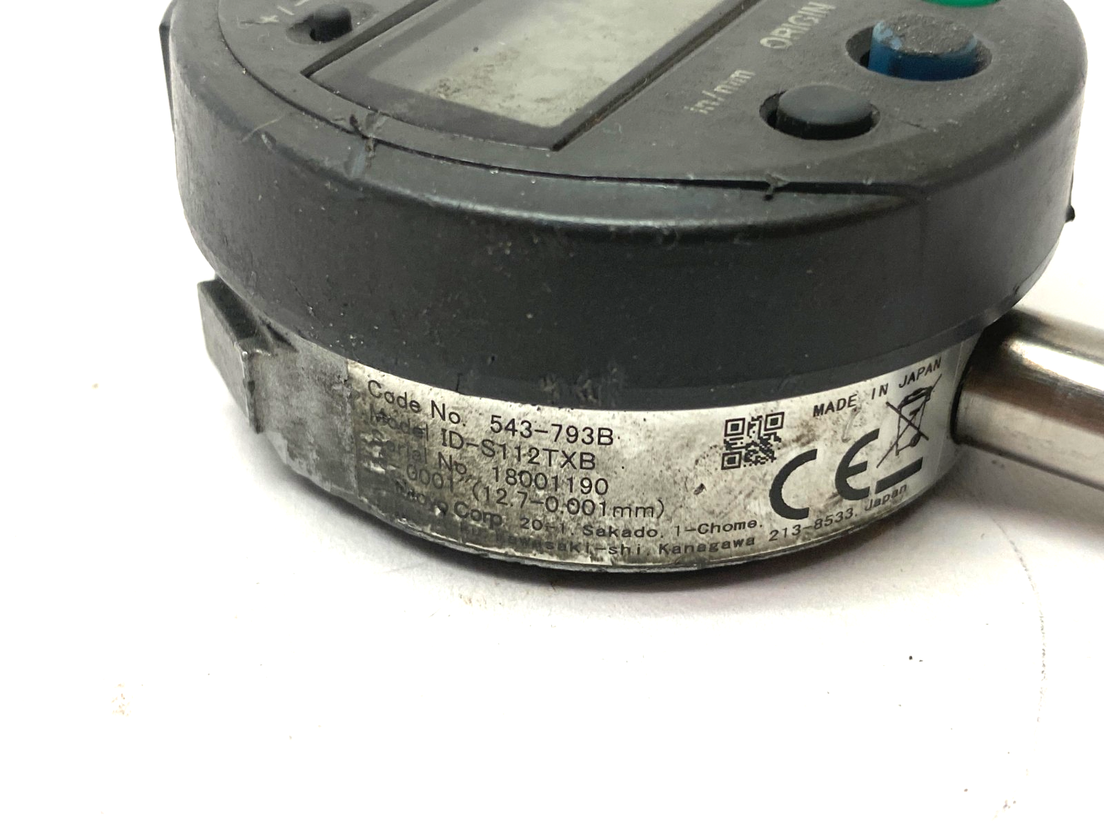 543-793B, ID-S112TXB | Mitutoyo 543-793B ABSOLUTE Digimatic Indicator ID-S112TXB 12.7mm FOR PARTS - For Parts Or Not Working - Maverick Industrial Sales
