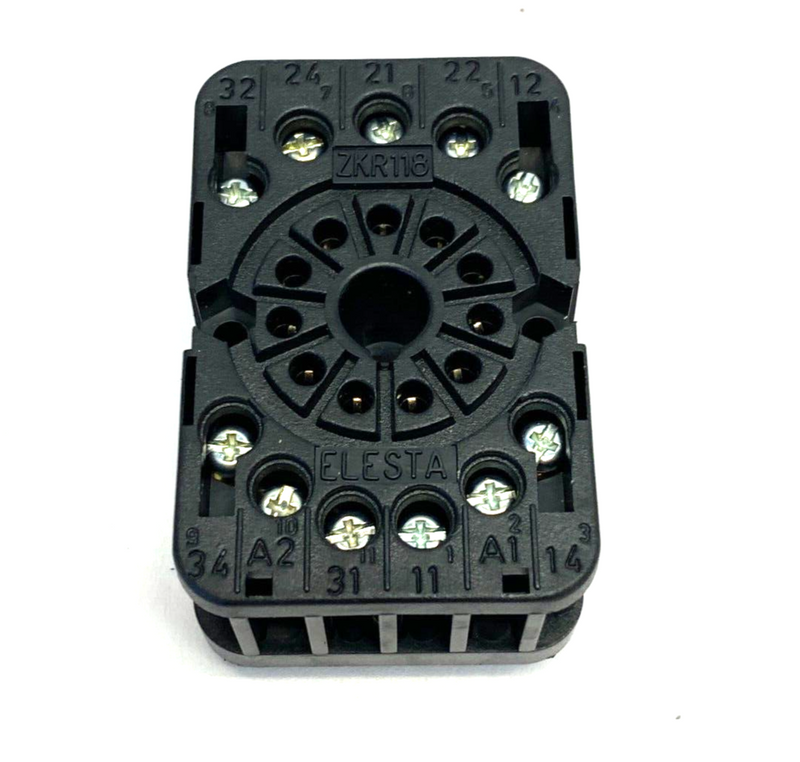 Elesta ZKR118 Relay Socket Contact Block BLACK 11-Pin 220V 10A - Maverick Industrial Sales